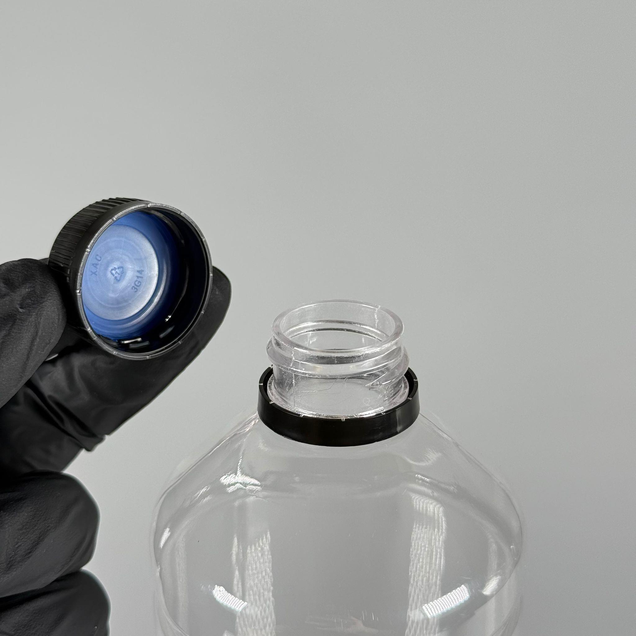 1000 CC DÜZ MODEL PET ŞİŞE (28 AĞIZ) - 1 LİTRE PET ŞİŞE SİYAH CONTALI KİLİTLİ KAPAKLI