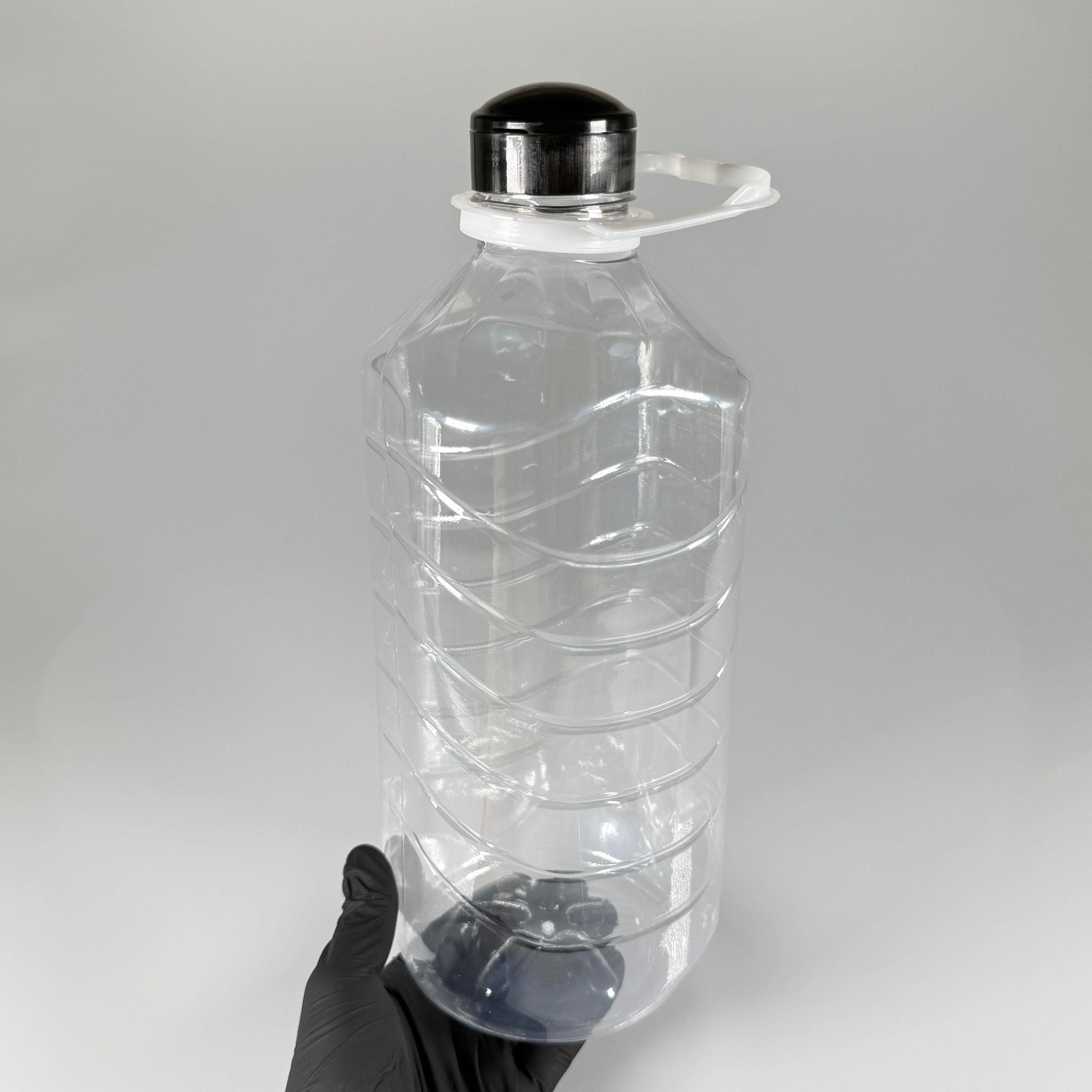 3 LT KÖŞELİ BOŞ DETERJAN PETİ - SİYAH AKITICILI FLİPTOP KAPAKLI BEYAZ KULPLU - 3000 CC PET ŞİŞE