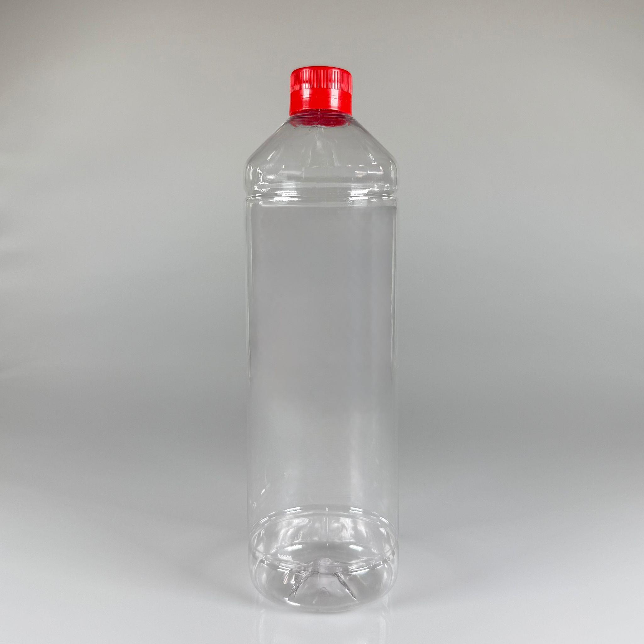 1000 CC DÜZ MODEL PET ŞİŞE (28 AĞIZ) - 1 LİTRE PET ŞİŞE KIRMIZI CONTALI KİLİTLİ KAPAKLI
