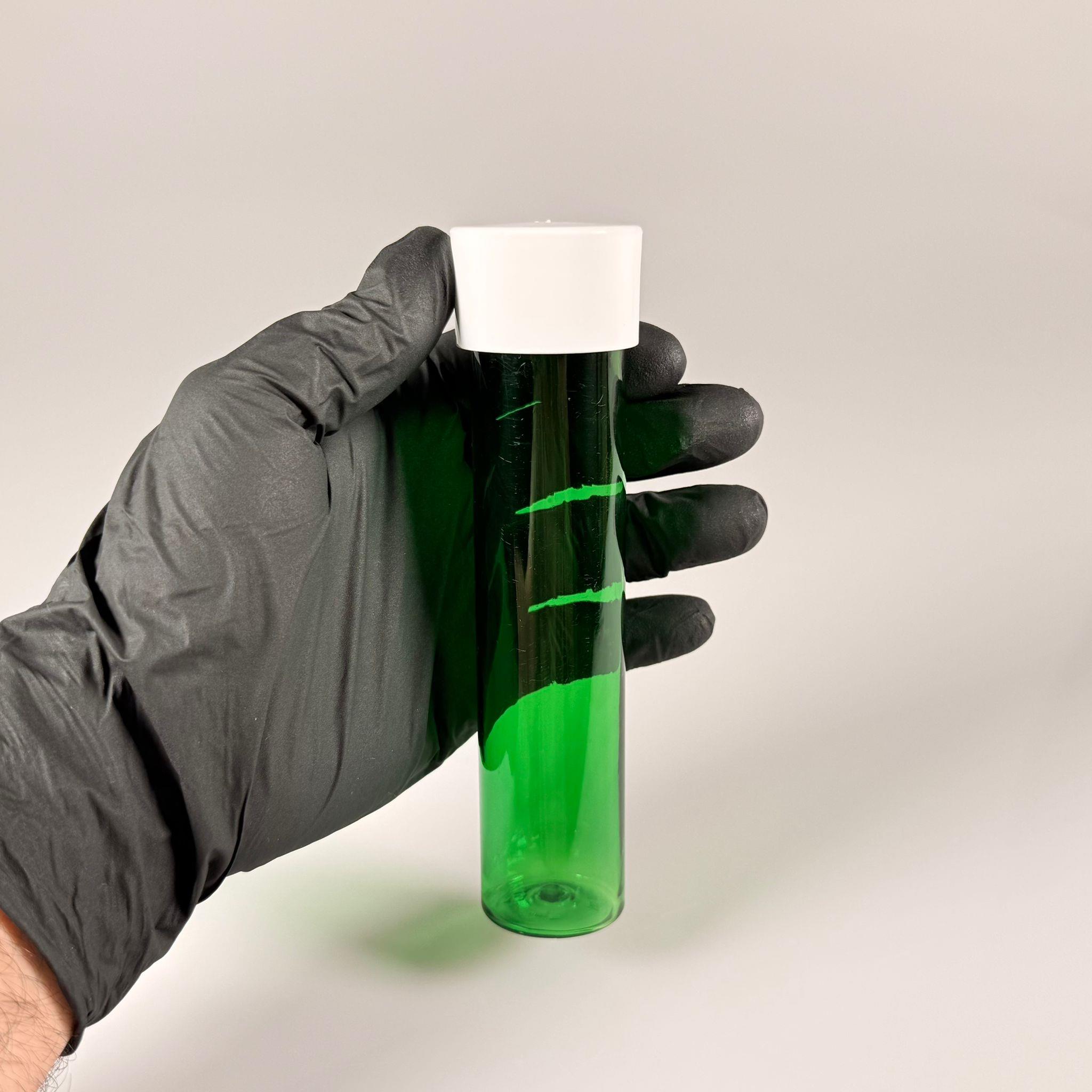 100 CC UZUN SİLİNDİR YEŞİL PET ŞİŞE (24 GR)  - BEYAZ DERİN ETEKLİ KAPAKLI KOLONYA TIPALI - 100 ML BİBERİYE SUYU, LAVANTA YAĞI, SAÇ SERUM, TONİK VB İÇİN PLASTİK KOZMETİK AMBALAJLARI