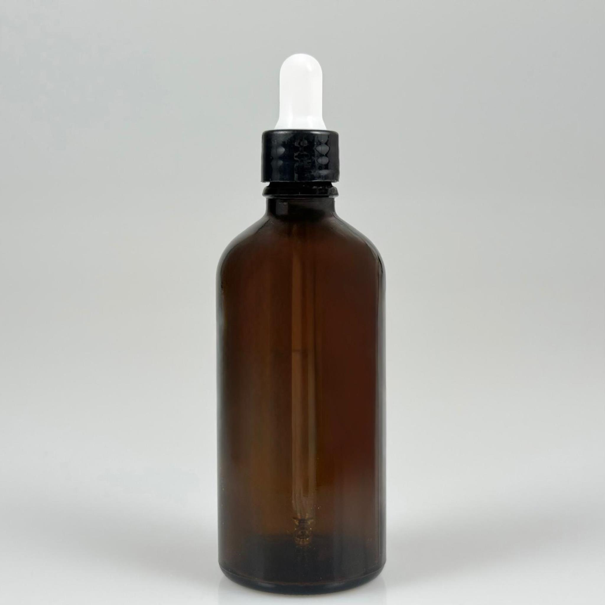 100 CC AMBER CAM DAMLALIKLI ŞİŞE - BEYAZ EMZİK + SİYAH  DÜZ KAPAK + CAM PİPET TAKIM - 100 ML KAHVERENGİ DAMLALIKLI ŞİŞE SETİ