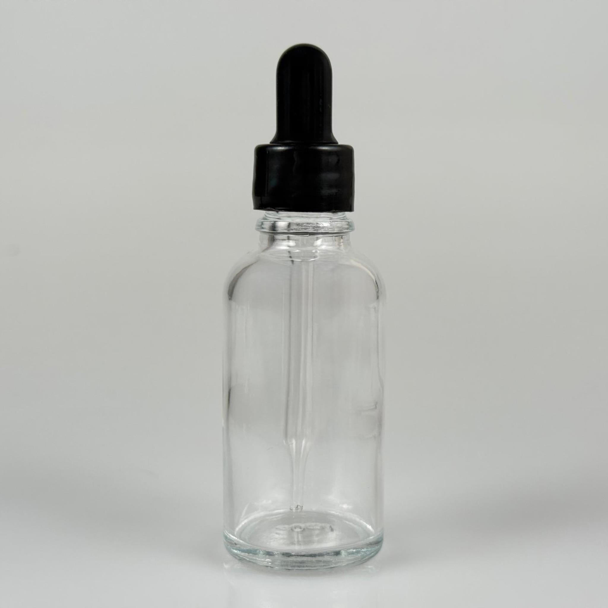 30 CC ŞEFFAF İNCE UÇLU CAM DAMLALIKLI ŞİŞE - SİYAH EMZİK + SİYAH DÜZ KAPAK + CAM PİPET TAKIM - 30 ML ŞEFFAF DAMLALIKLI ŞİŞE SETİ