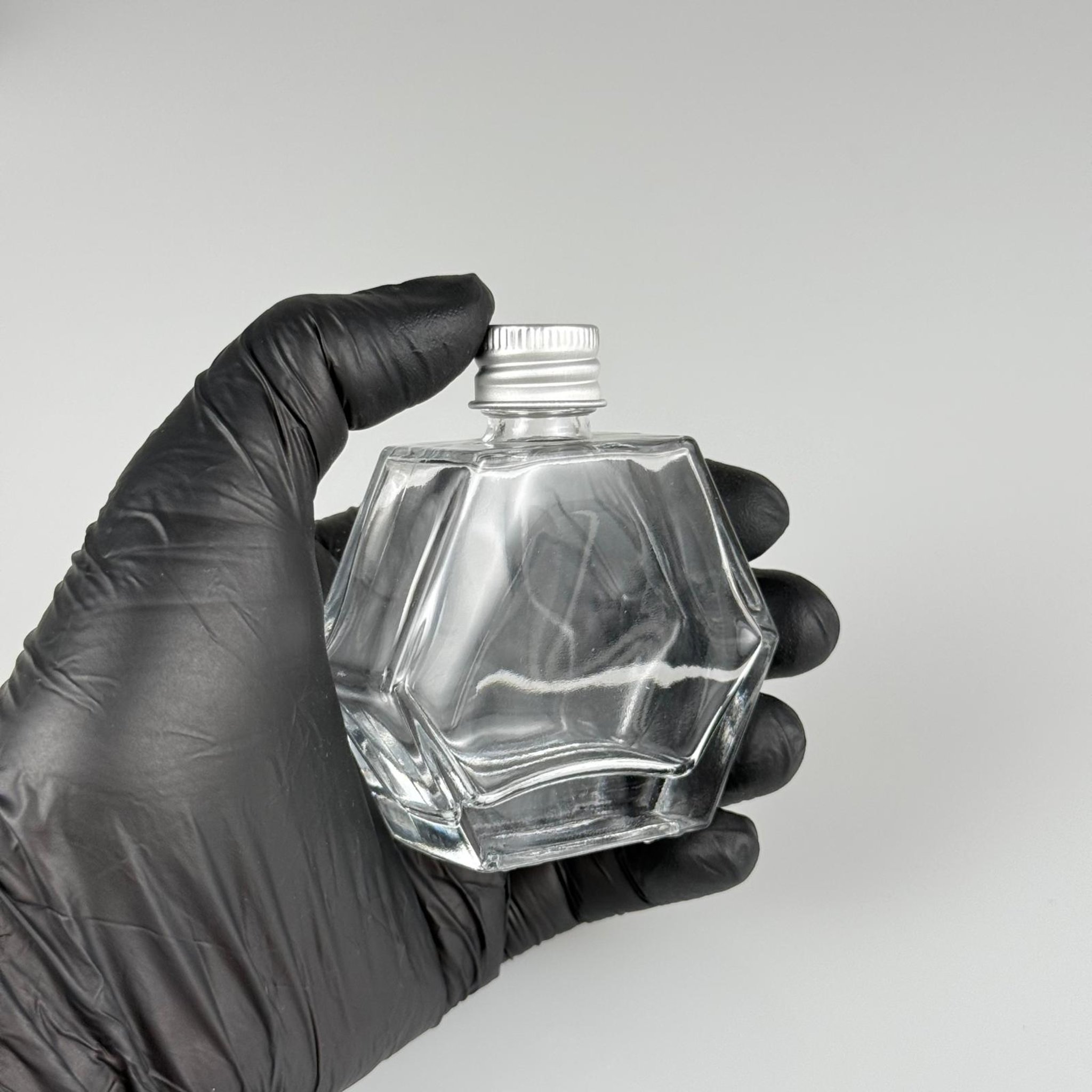 50 CC ALTIGEN CAM ŞİŞE + GÜMÜŞ ALÜMİNYUM METAL KAPAKLI TAKIM - 50 ML ŞEFFAF CAM ŞİŞE