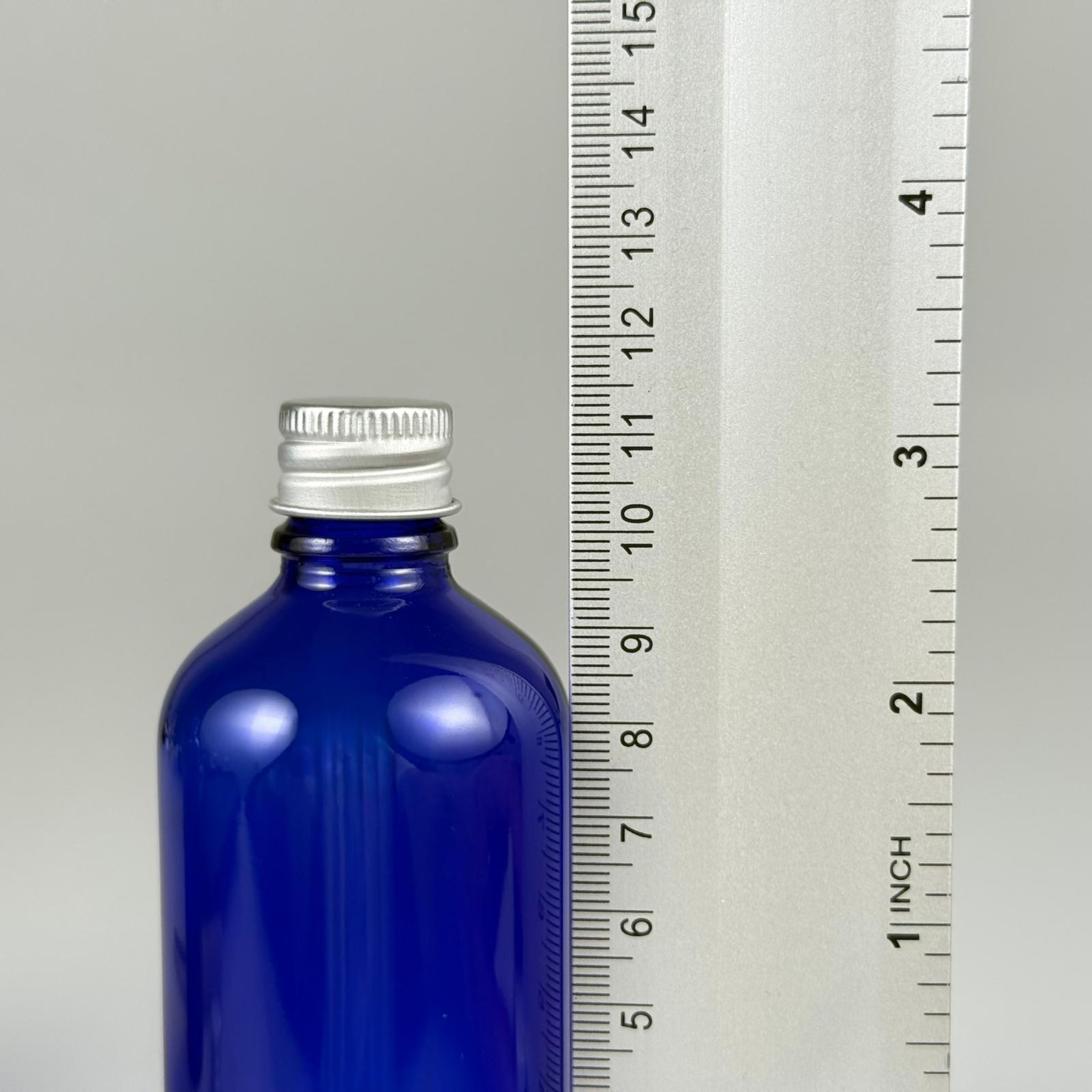 100 CC MAVİ CAM ŞİŞE + KÖPÜK CONTALI GÜMÜŞ ALÜMİNYUM METAL + KOLONYA TIPALI KAPAKLI TAKIM - 100 ML MAVİ CAM ŞİŞE