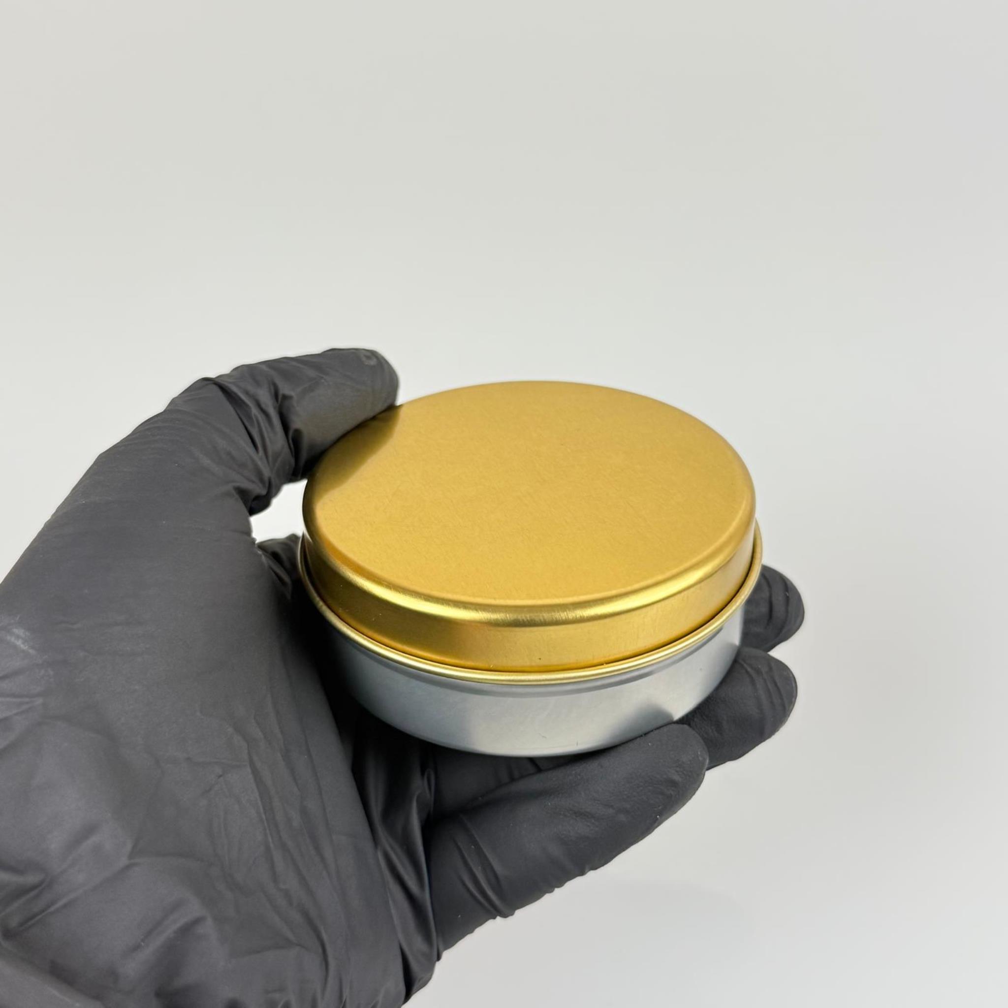 100 CC TENEKE KUTU - GÜMÜŞ - GOLD KAPAKLI - METAL AMBALAJ - MUM TENEKESİ 77 X 28 MM