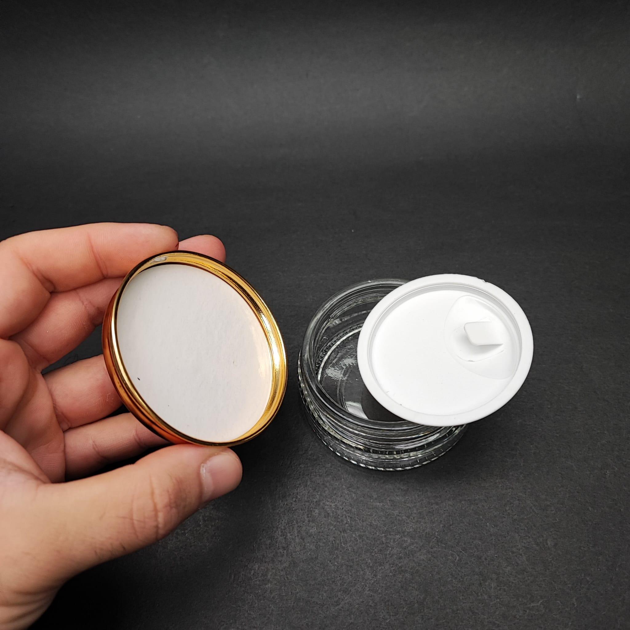 50 ML CAM KREM KAVANOZU + İÇ TIPA + PARLAK GOLD METAL KAPAK - 50 CC PAŞABAHÇE KREM KAVANOZLARI