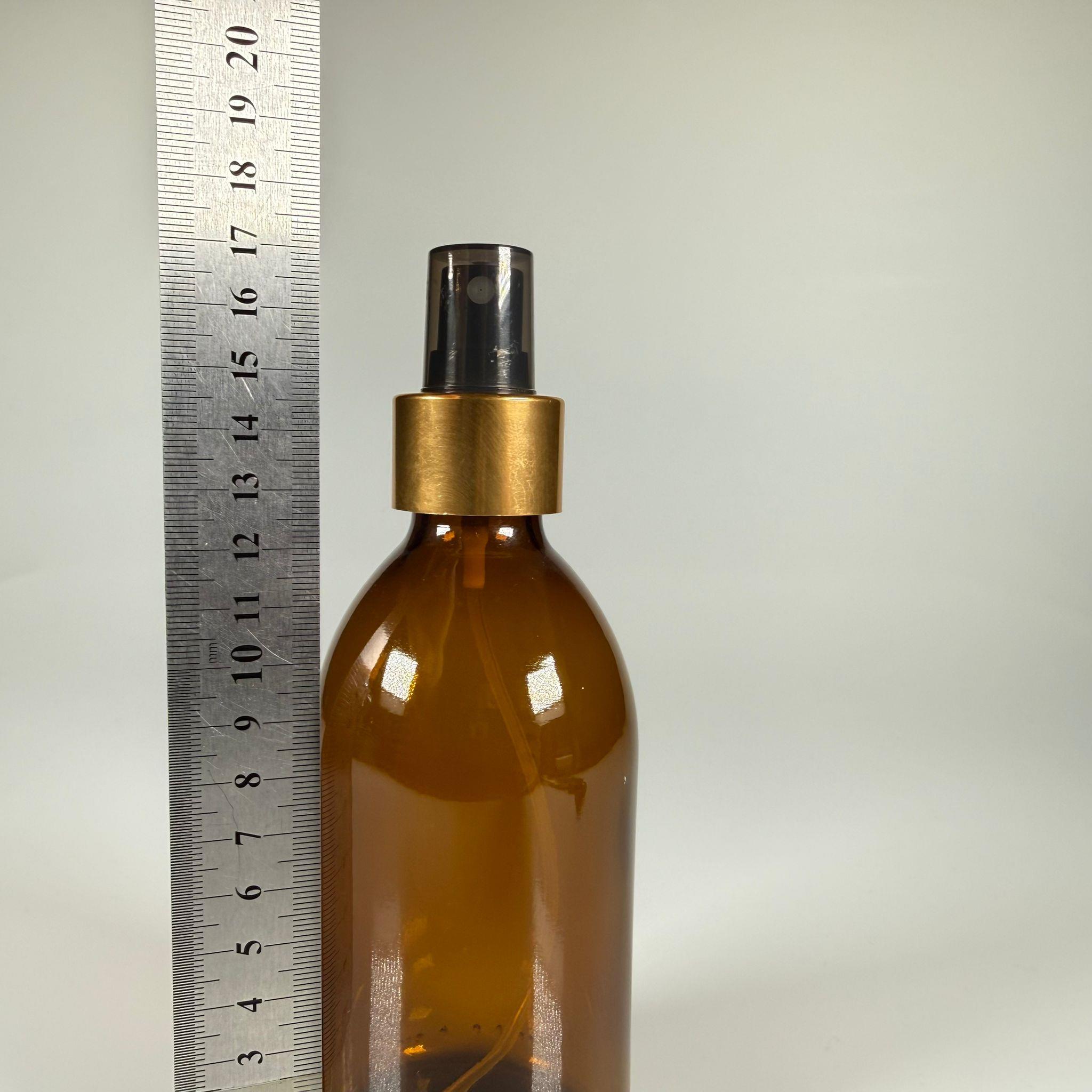 250 CC AMBER GOLD SPREY BAŞLIKLI CAM ŞİŞE - 250 ML KAHVERENGİ FISFIS KAPAKLI ŞİŞE