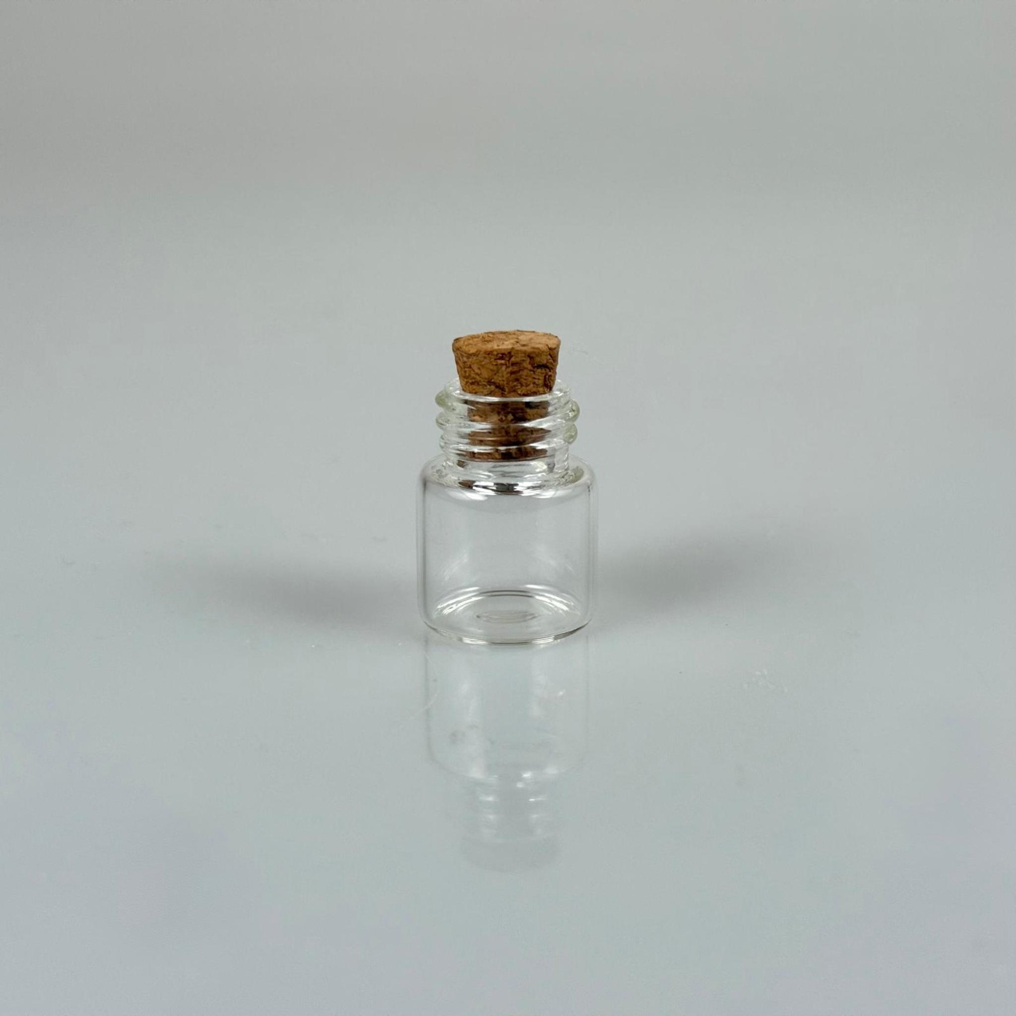 1 CC MANTAR TIPALI CAM ŞİŞE - ŞEFFAF 1 ML MANTARLI MİNİ CAM ŞİŞE