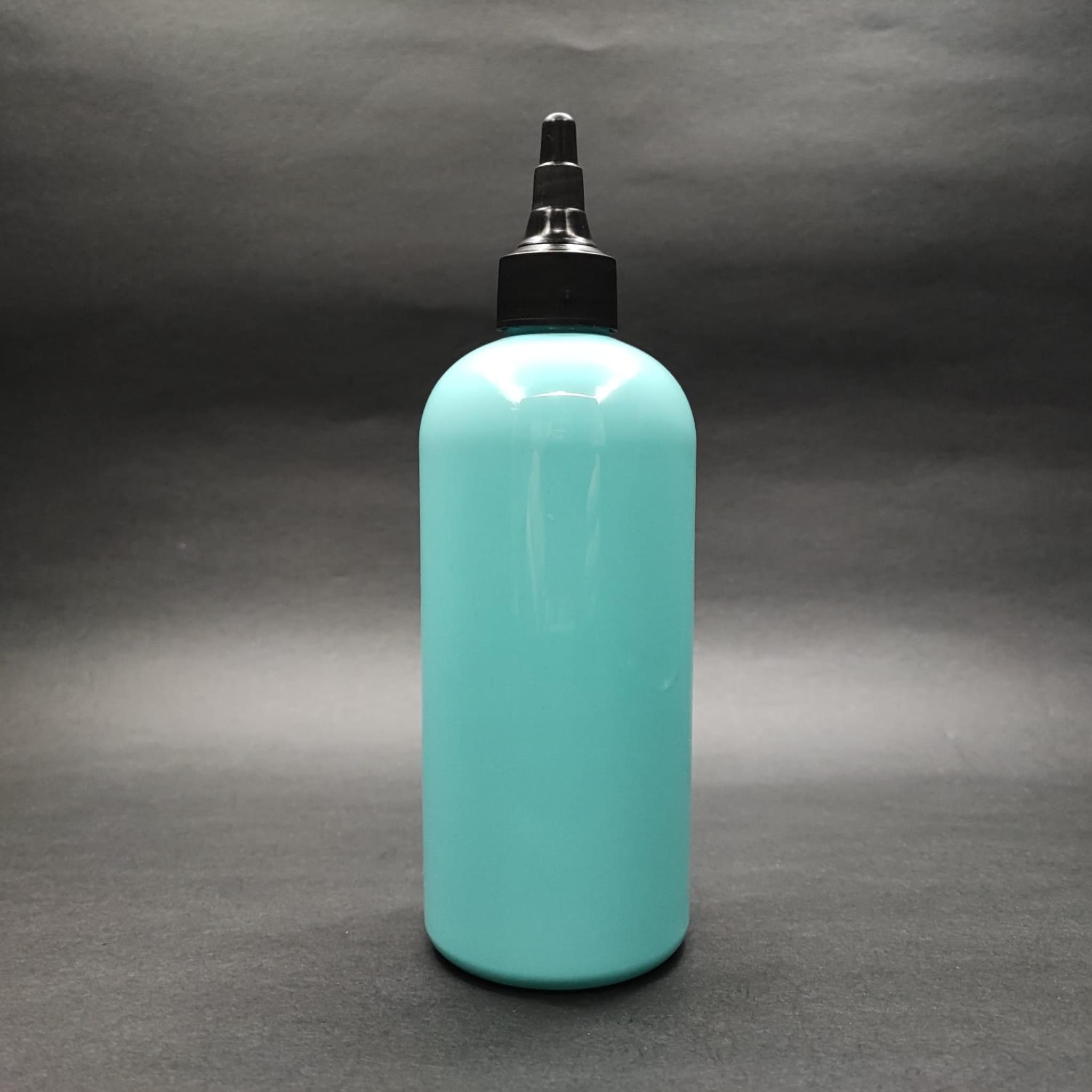 400 CC OVAL BOYUNLU SİLİNDİR PET ŞİŞE (30 GR) - SİYAH ASANSÖR KAPAKLI - 400 ML PLASTİK ŞİŞE - TURKUAZ