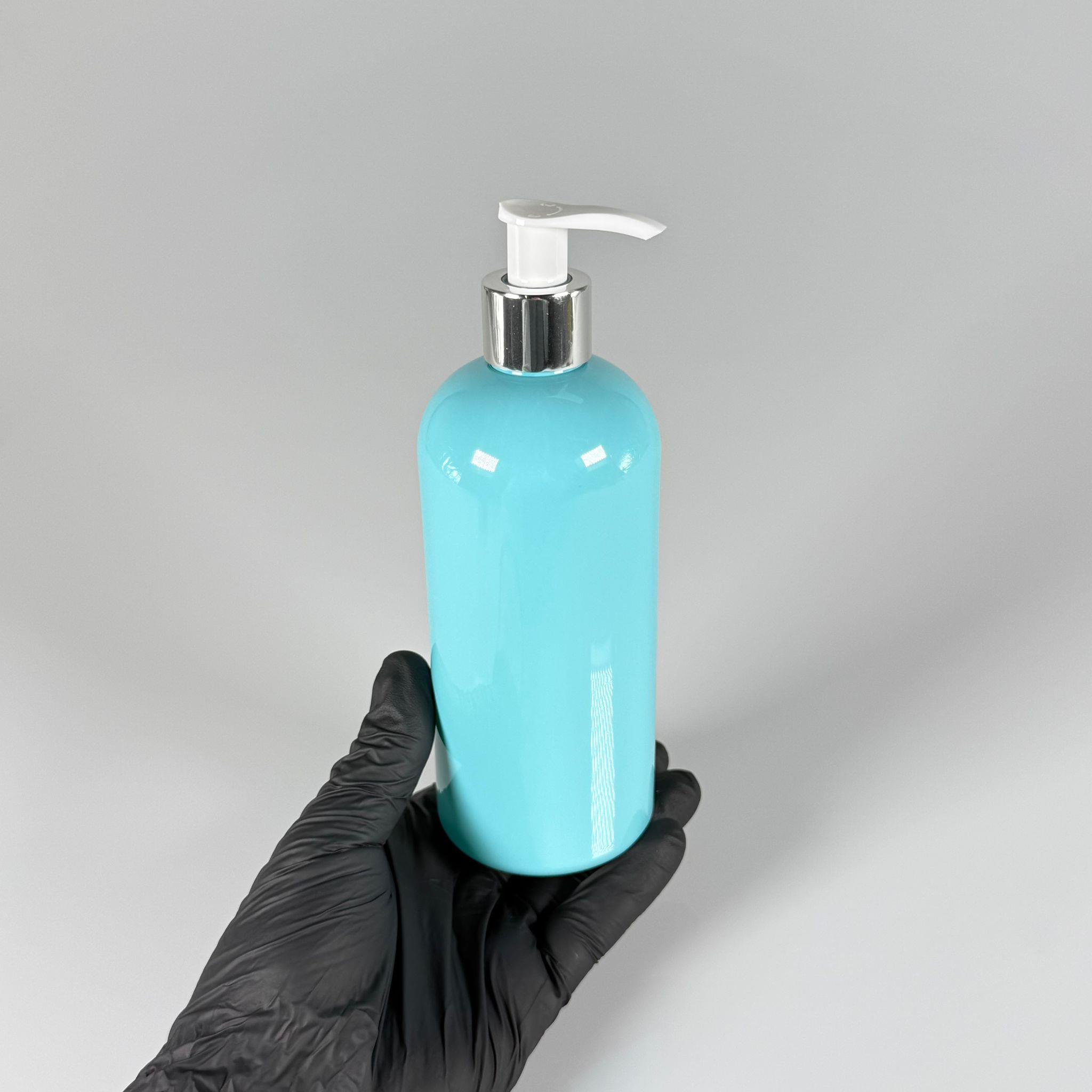 400 CC OVAL BOYUNLU SİLİNDİR PET ŞİŞE (30 GR) - GÜMÜŞ POMPALI - 400 ML PLASTİK ŞİŞE - TURKUAZ