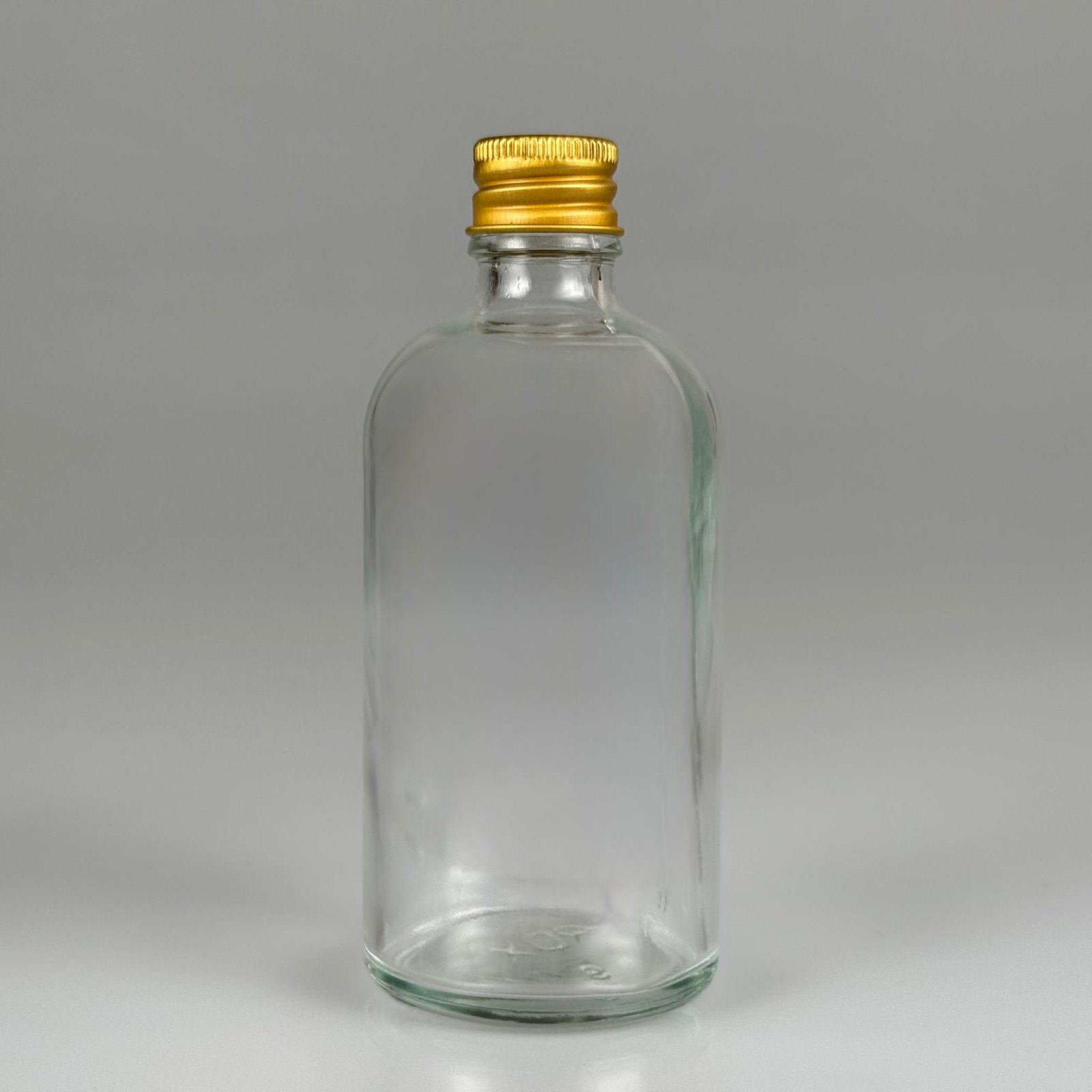 100 CC ŞEFFAF CAM ŞİŞE + KÖPÜK CONTALI GOLD ALÜMİNYUM METAL KAPAKLI TAKIM - 100 ML ŞEFFAF CAM ŞİŞE