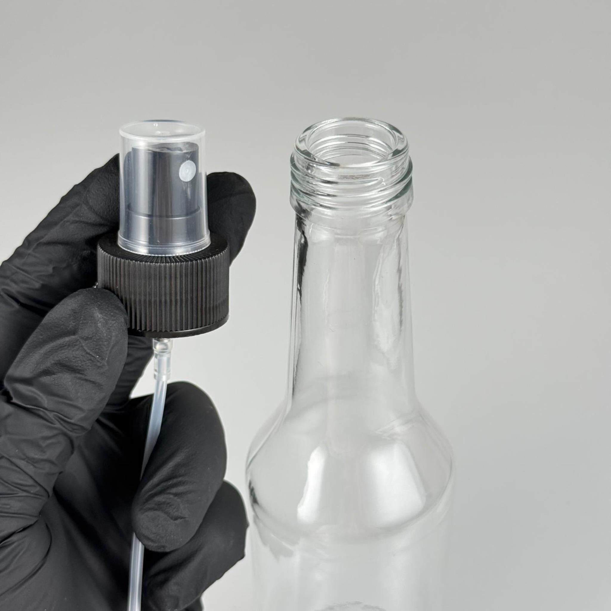 250 CC UZUN BOĞAZ CAM ŞİŞE - SİYAH PARMAK SPREYLİ - 250 ML SPREYLİ CAM ŞİŞE
