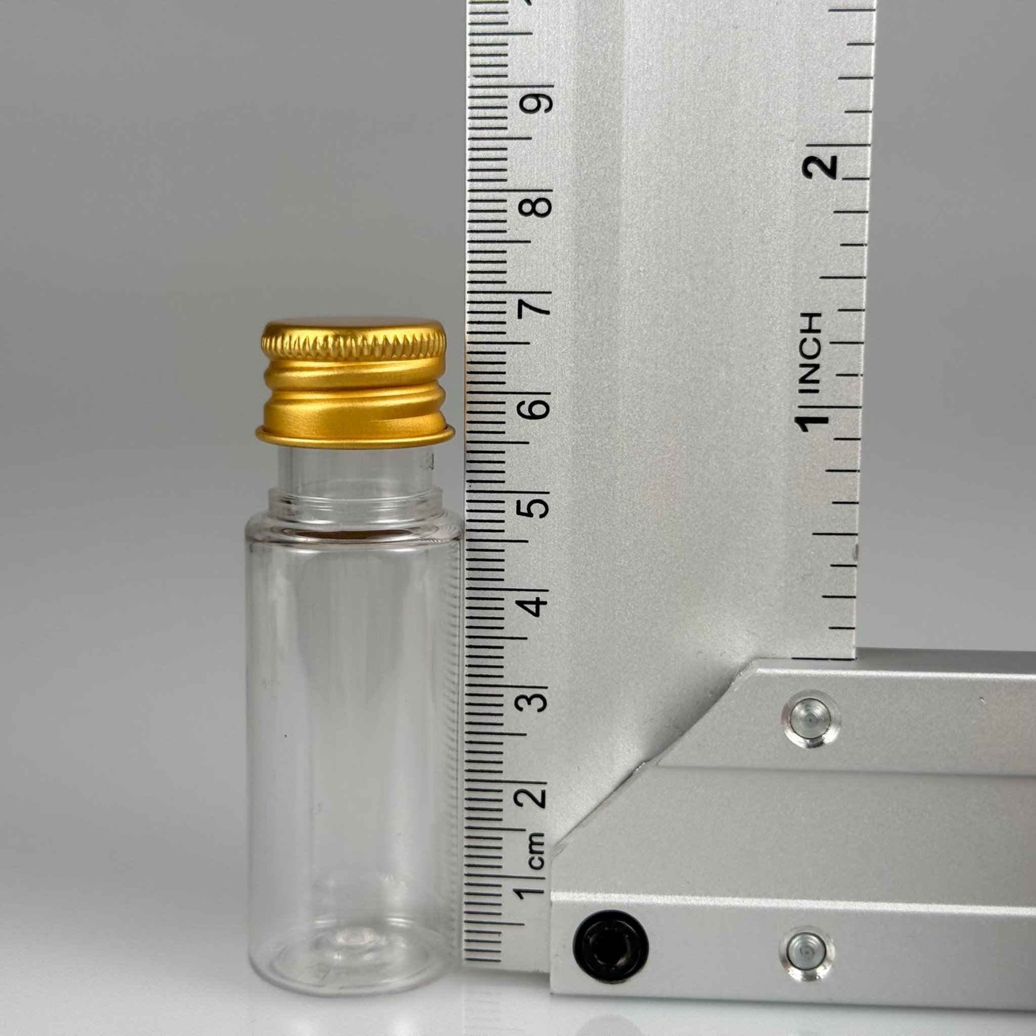 15 CC SİLİNDİR PET ŞİŞE + KÖPÜK CONTALI GOLD ALÜMİNYUM METAL KAPAKLI + DAMLALIKLI KOLONYA TIPALI TAKIML - 15 ML ŞEFFAF PET ŞİŞE
