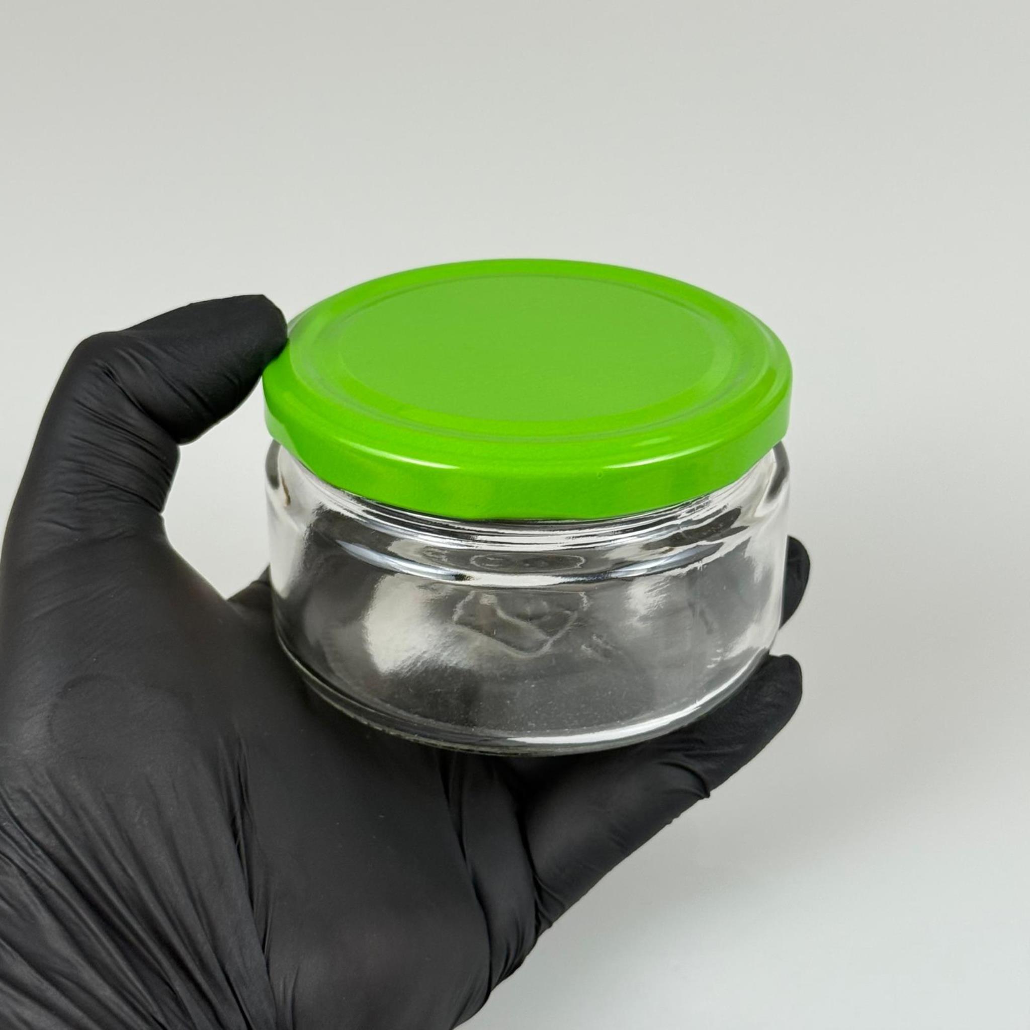 230 CC CAM KAVANOZ - AÇIK YEŞİL METAL KAPAKLI - 230 ML CAM KAVANOZ - GENİŞ MAGNOLİA KAVANOZU
