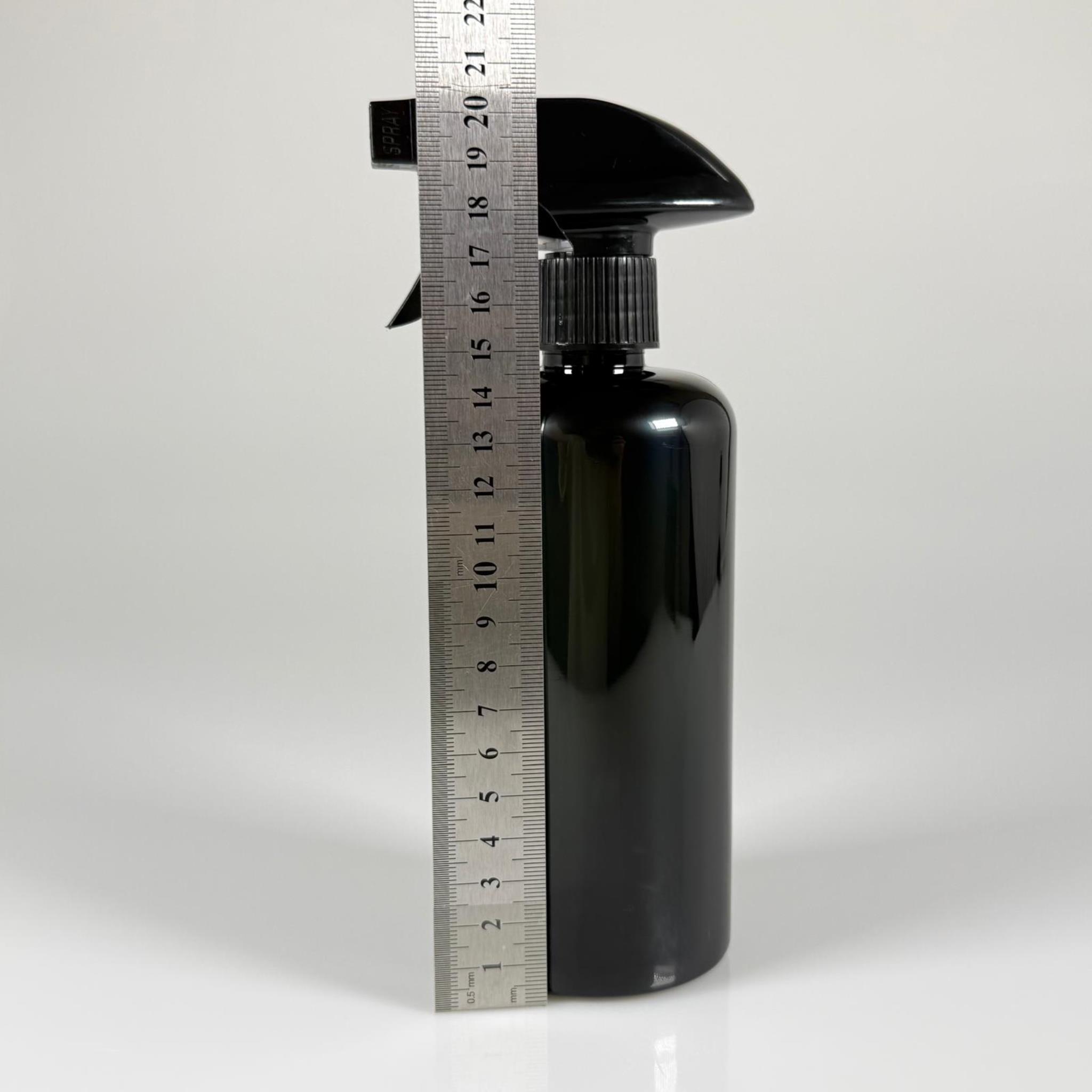 500 CC SİYAH UZUN SİLİNDİR PET ŞİŞE KALIN (26 GR) - SİYAH TETİK TRİGER SPREYLİ - 28 AĞIZ - 500 ML PET ŞİŞE