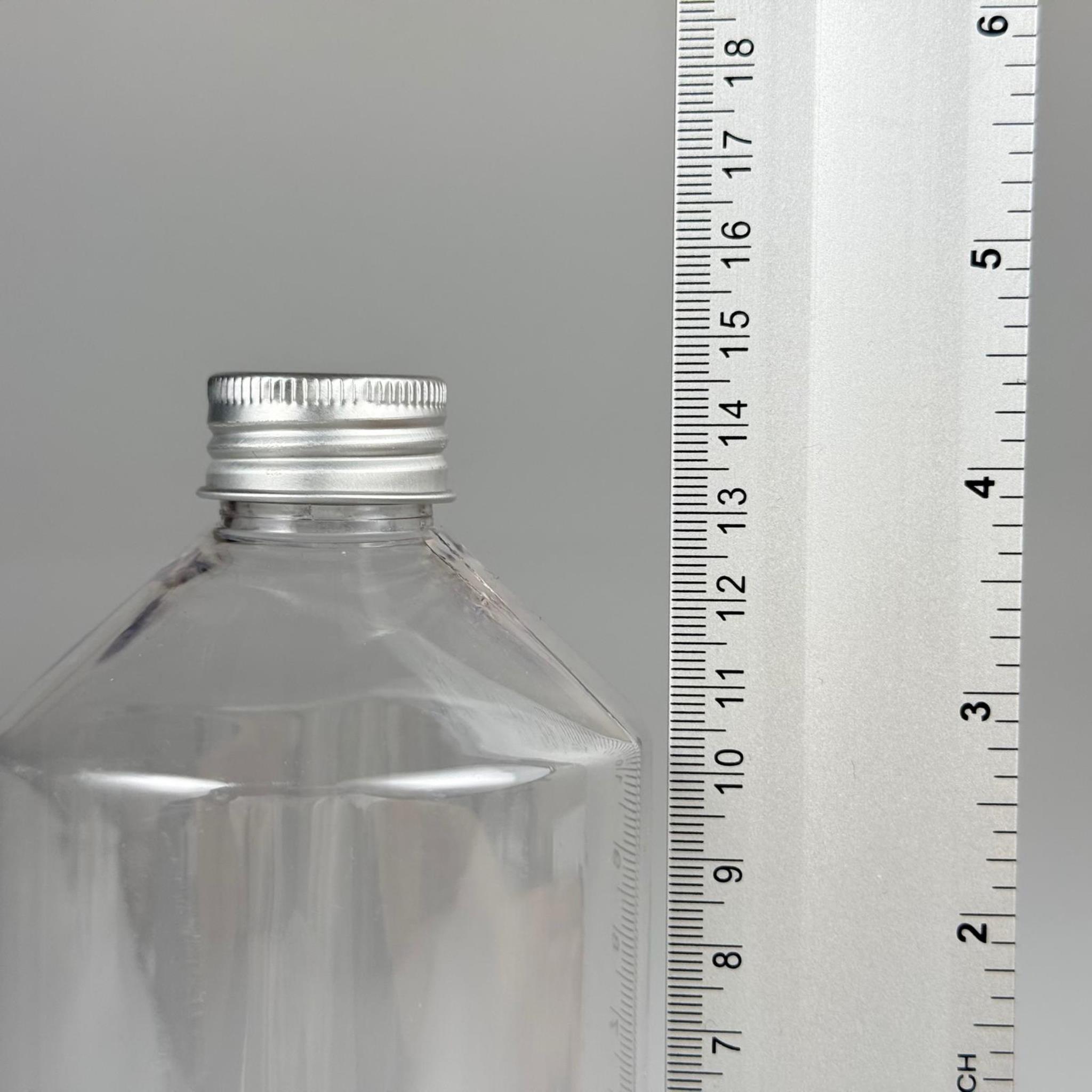 500 CC KÜT BOYUNLU ŞEFFAF PET ŞİŞE - GÜMÜŞ METAL ALÜMİNYUM KAPAKLI - 500 ML KALIN (30 gr) PET ŞİŞE