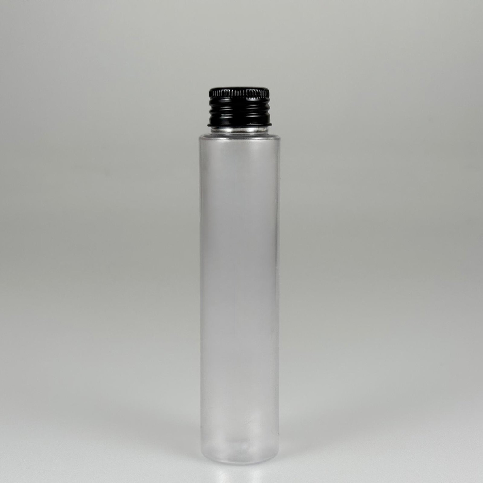 100 CC UZUN SİLİNDİR BUĞULU PET ŞİŞE ( 24 GR - 24 AĞIZ ) + KÖPÜK CONTALI SİYAH METAL ALÜMİNYUM KAPAK TAKIM - 100 ML BİBERİYE SUYU, LAVANTA YAĞI, SAÇ SERUM, TONİK VB İÇİN PLASTİK KOZMETİK AMBALAJLARI