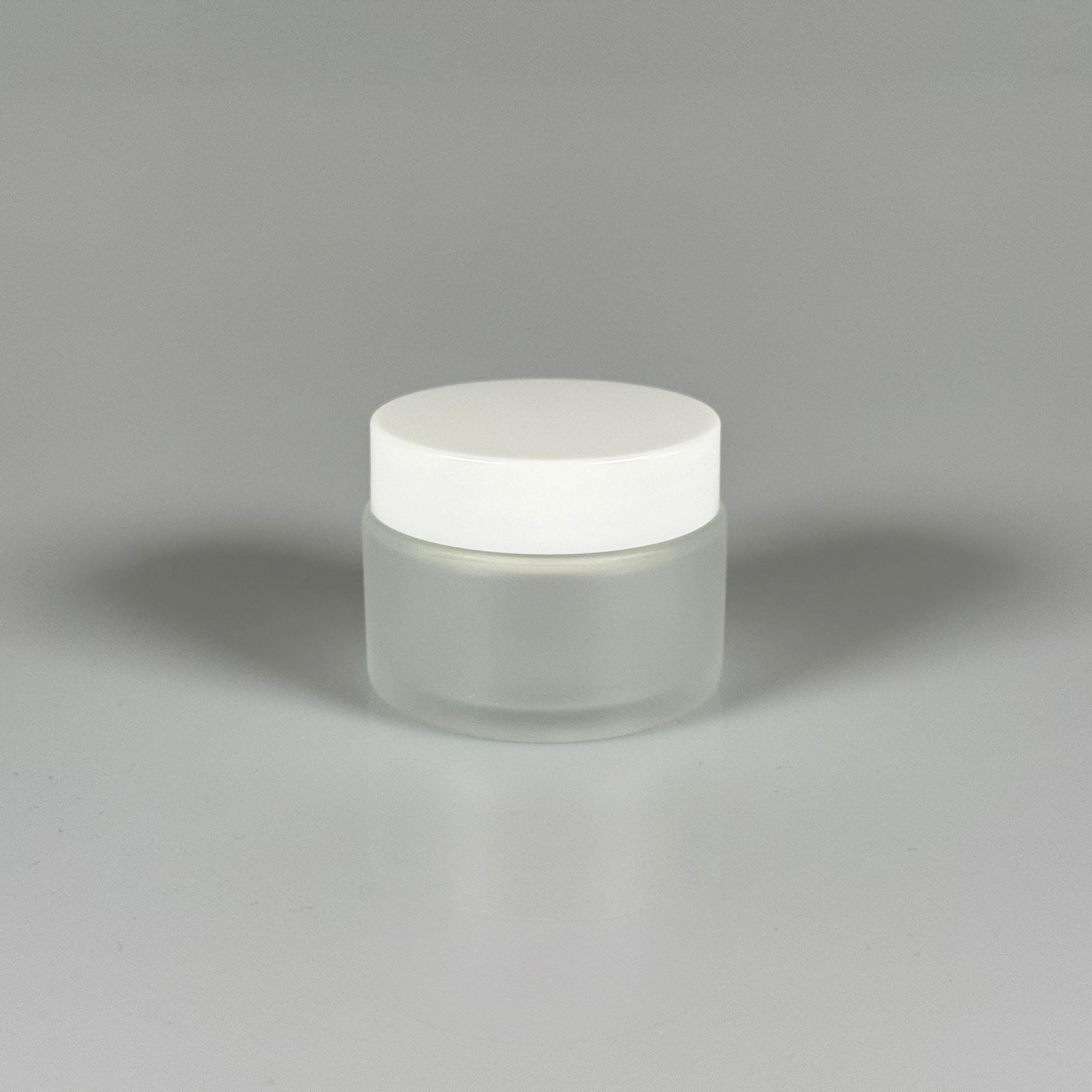 50 CC CAM BUZLU KREM KAVANOZU - BEYAZ KAPAKLI İÇ CONTALI - 50 ML BUZLU CAM KREM KAVANOZU - BUZLU KOZMETİK KAVANOZU