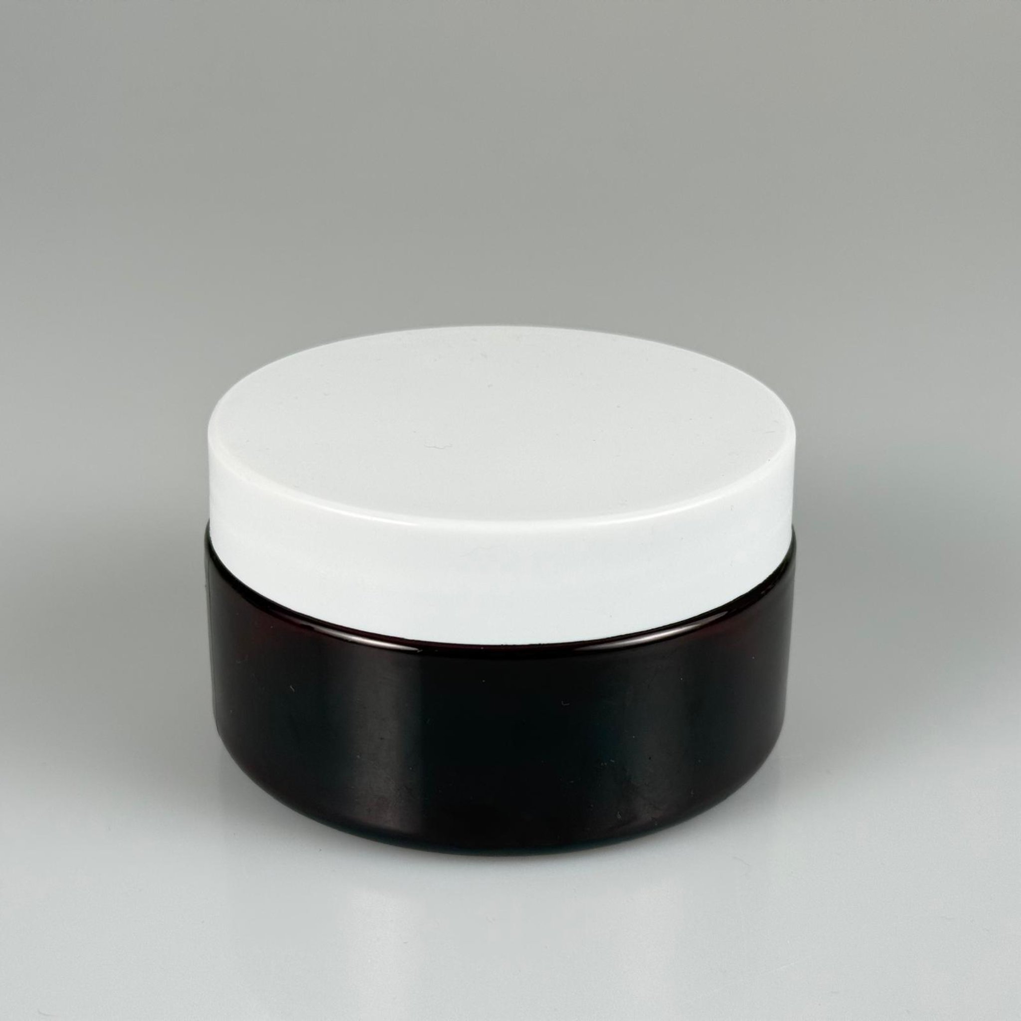 200 CC SERT PLASTİK AMBER KAVANOZ - BEYAZ KAPAKLI  - 200 ML KAHVERENGİ KAVANOZ