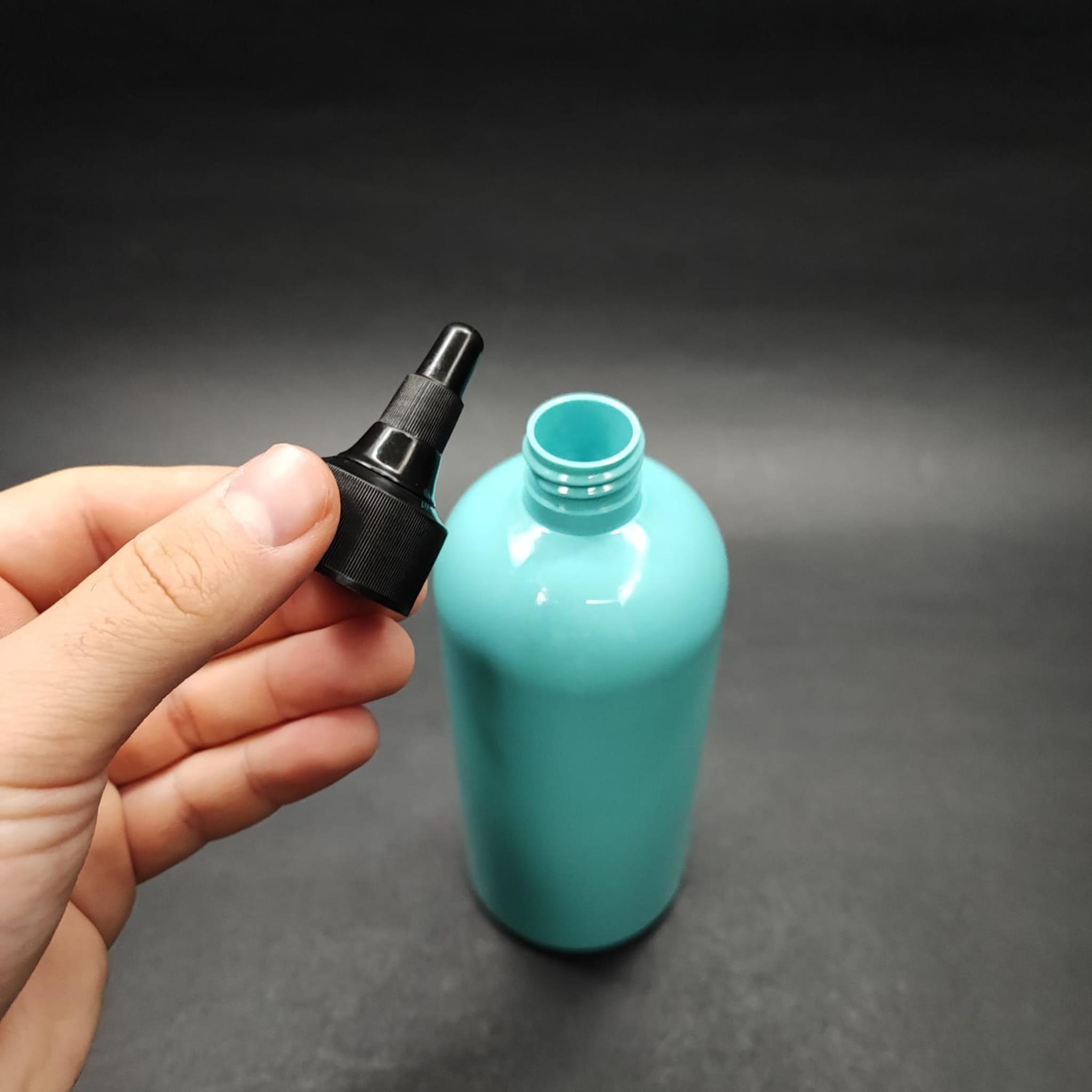 400 CC OVAL BOYUNLU SİLİNDİR PET ŞİŞE (30 GR) - SİYAH ASANSÖR KAPAKLI - 400 ML PLASTİK ŞİŞE - TURKUAZ
