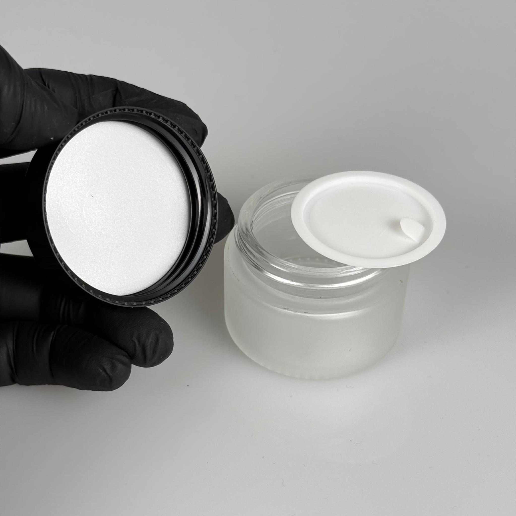 30 CC BUZLU CAM KREM KAVANOZU + SİYAH KAPAK + İÇ TIPA - 30 ML Kozmetik ve Bakım Ürünleri İçin Cam Kavanozları