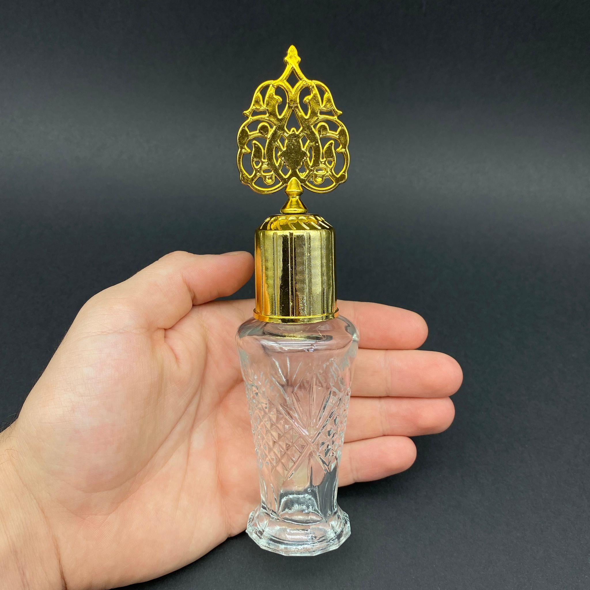 50 CC FANTASTİK VAZO CAM KOLONYA ŞİŞESİ - GOLD OSMANLI KAPAKLI - 50 ML CAM KOLONYA ŞİŞESİ