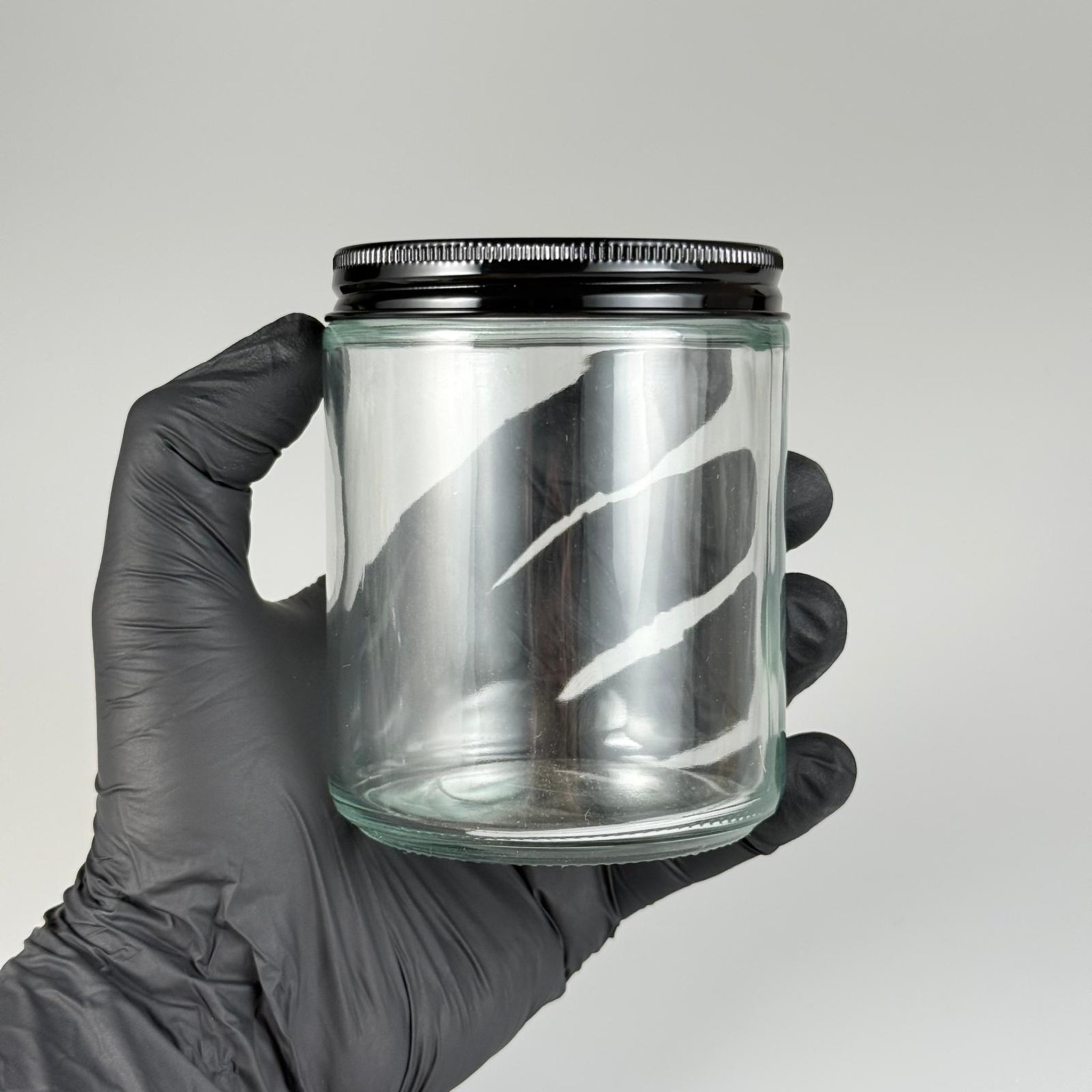 270 CC CAM ŞEFFAF MUM KAVANOZU - KÖPÜK CONTALI SIZDIRMAZ SİYAH METAL KAPAKLI  - 270 ML KREM KAVANOZU - MUM KAVANOZLARI - MEDİKAL KAVANOZ