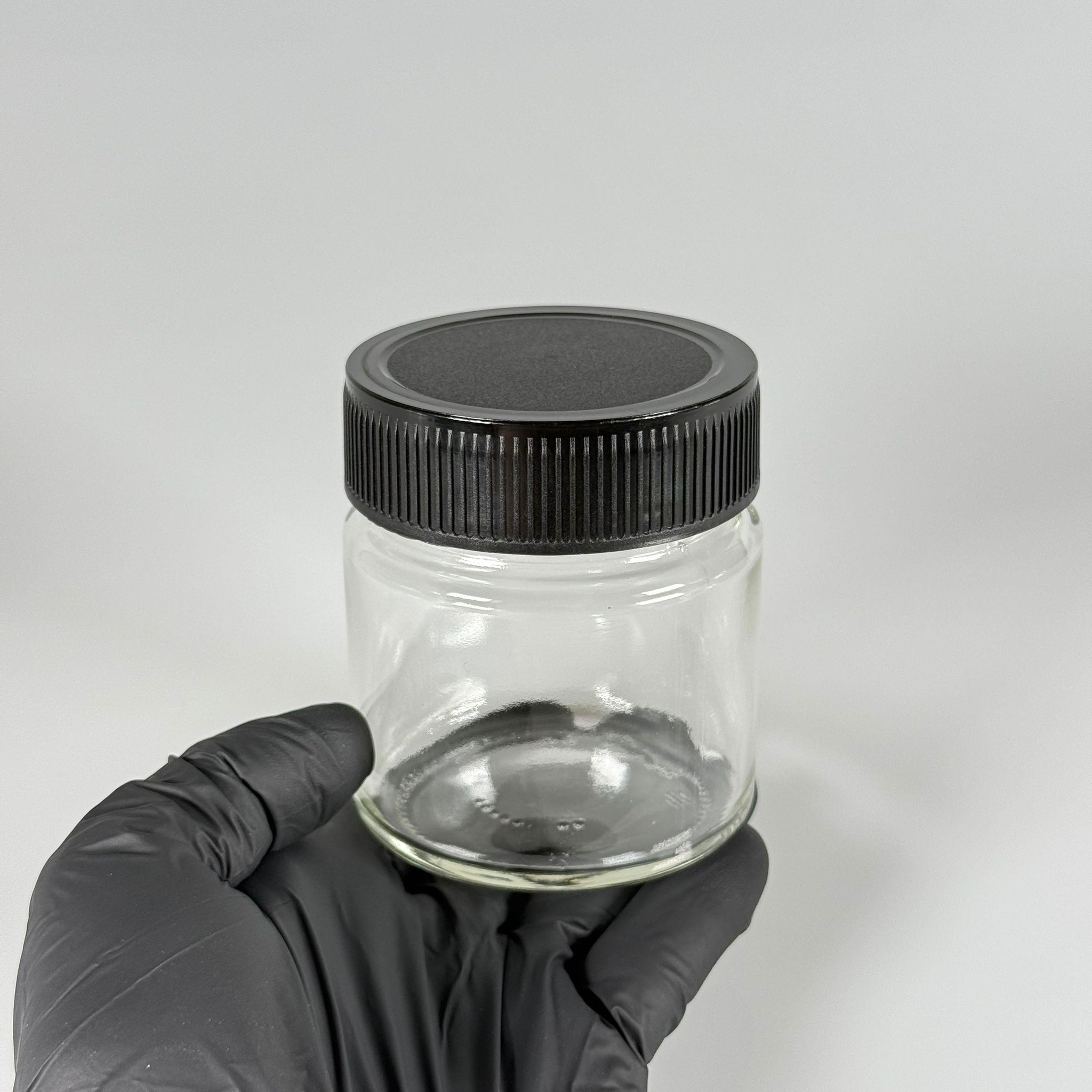 255 CC CAM KAVANOZ - SİYAH PLASTİK DERİN ÜSTÜ KUMLAMA KAPAKLI + KENDİNDEN YAPIŞKANLI KÖPÜK CONTALI - 255 ML CAM KAVANOZLARI