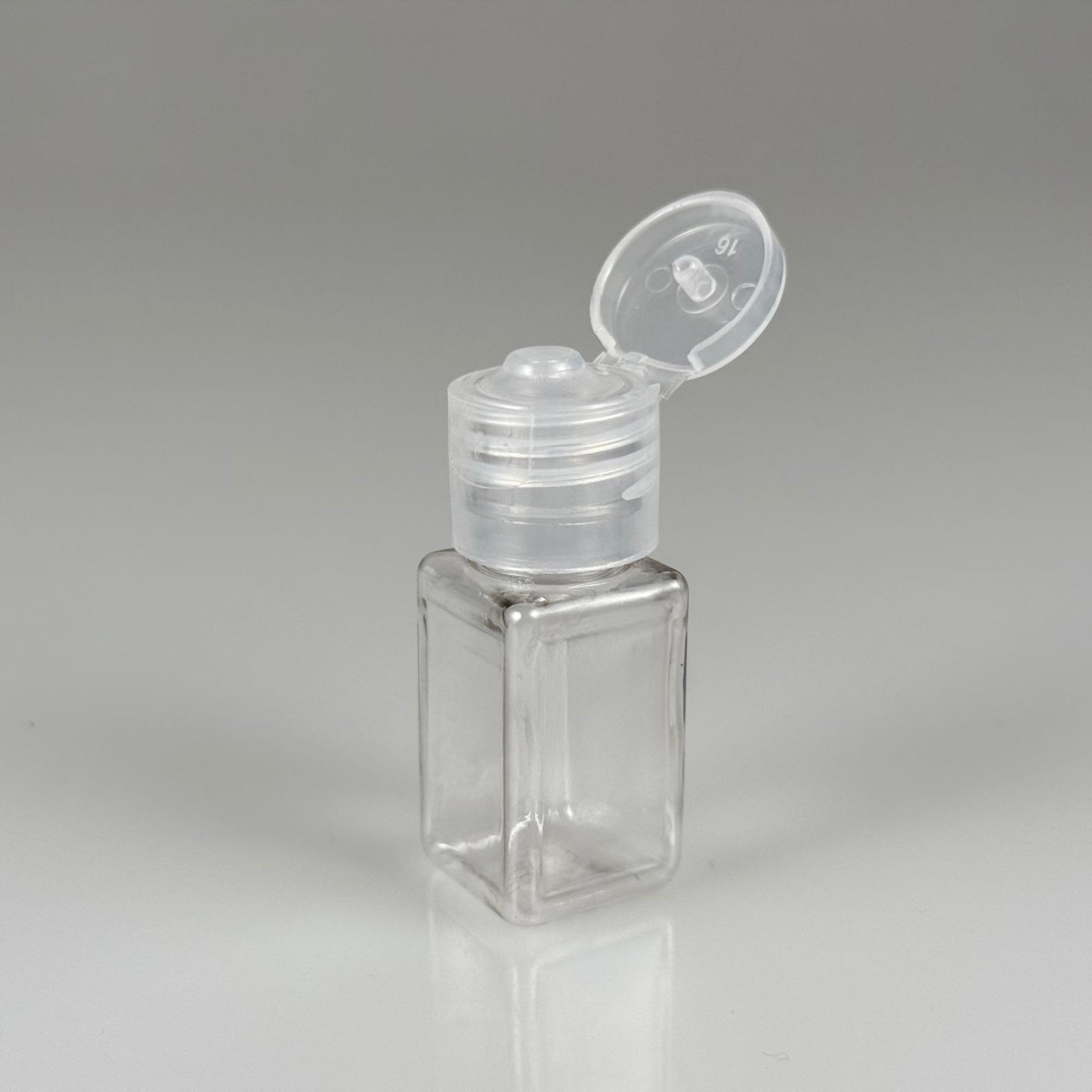 10 ML AÇILIR KAPAKLI ŞEFFAF KARE PET ŞİŞE - 10 CC ŞEFFAF ŞİŞE + ŞEFFAF FLİPTOP KAPAKLI TAKIM