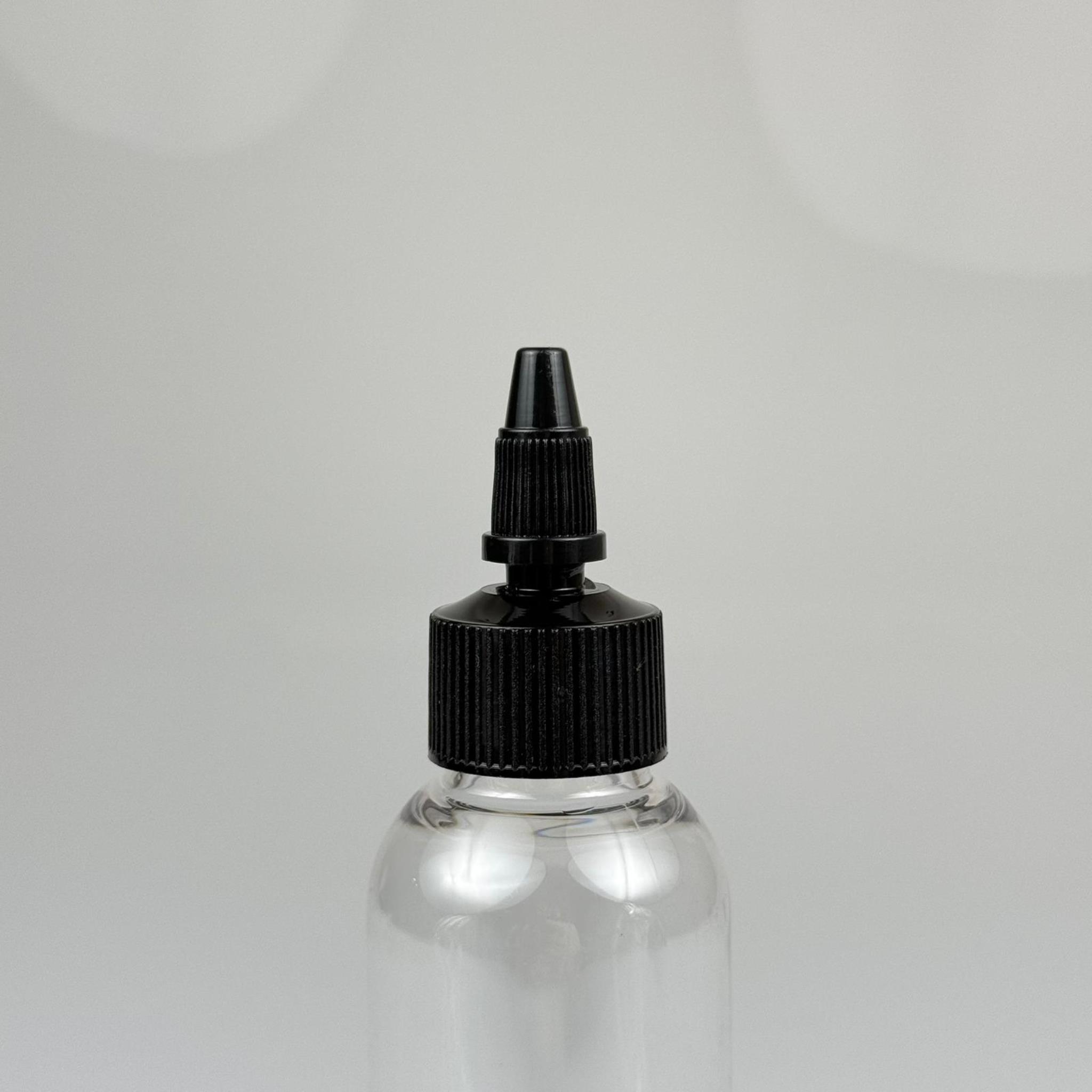 YAĞ, SOS, ACI SOS, SİRKE, SRIRACHA, MÜREKKEP, TUTKAL AKITICI VB BOŞ ŞİŞELERİ - SİYAH SİVRİ TWİST AKITICI KAPAK + 150 ML OVAL SERT PET PLASTİK ŞİŞE TAKIM