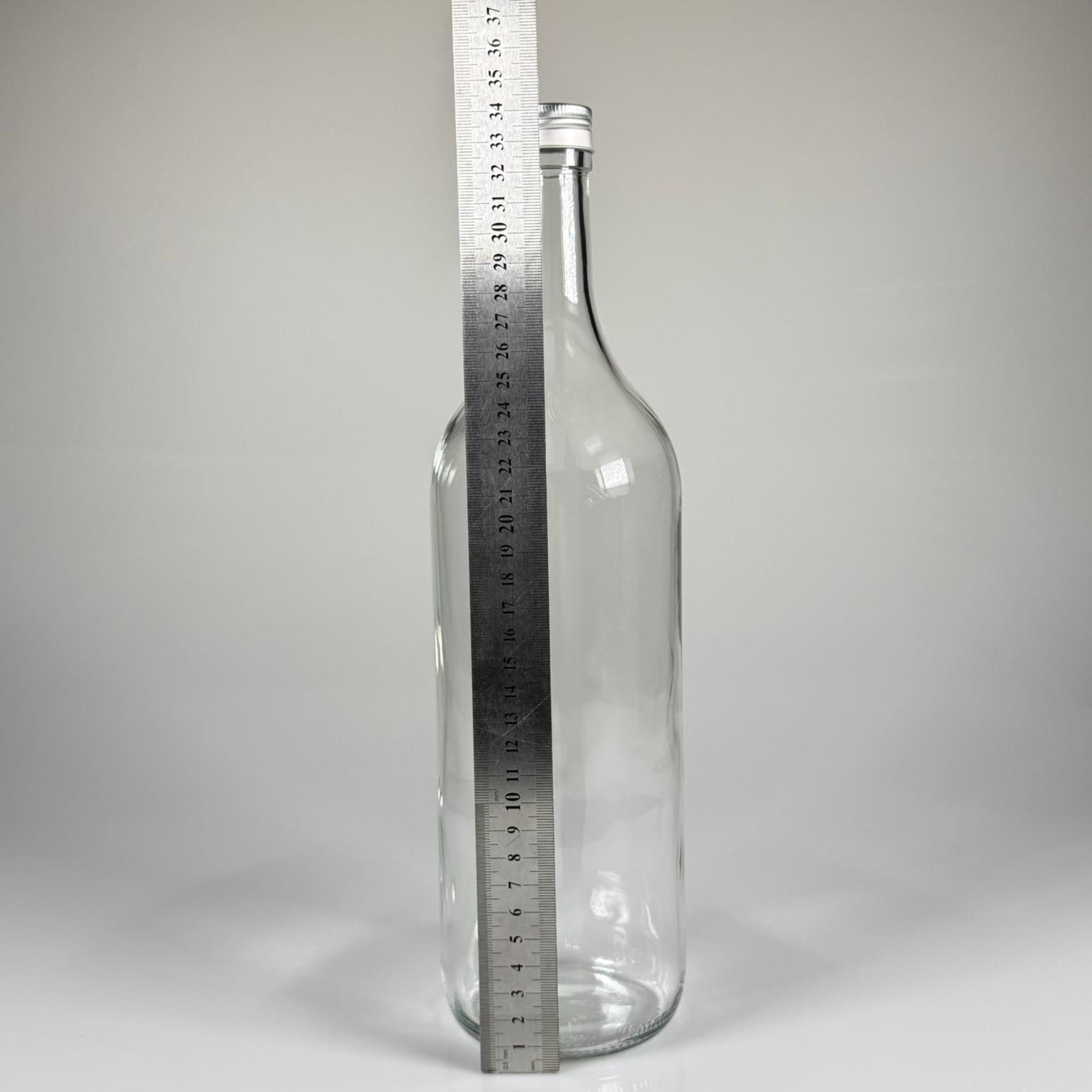 1500 CC ŞEFFAF CAM ŞİŞE - GÜMÜŞ METAL ALÜMİNYUM KAPAKLI - 1500 ML YAĞ ŞİŞESİ - SİRKE ŞİŞESİ - 1,5 LİTRE CAM ŞİŞE