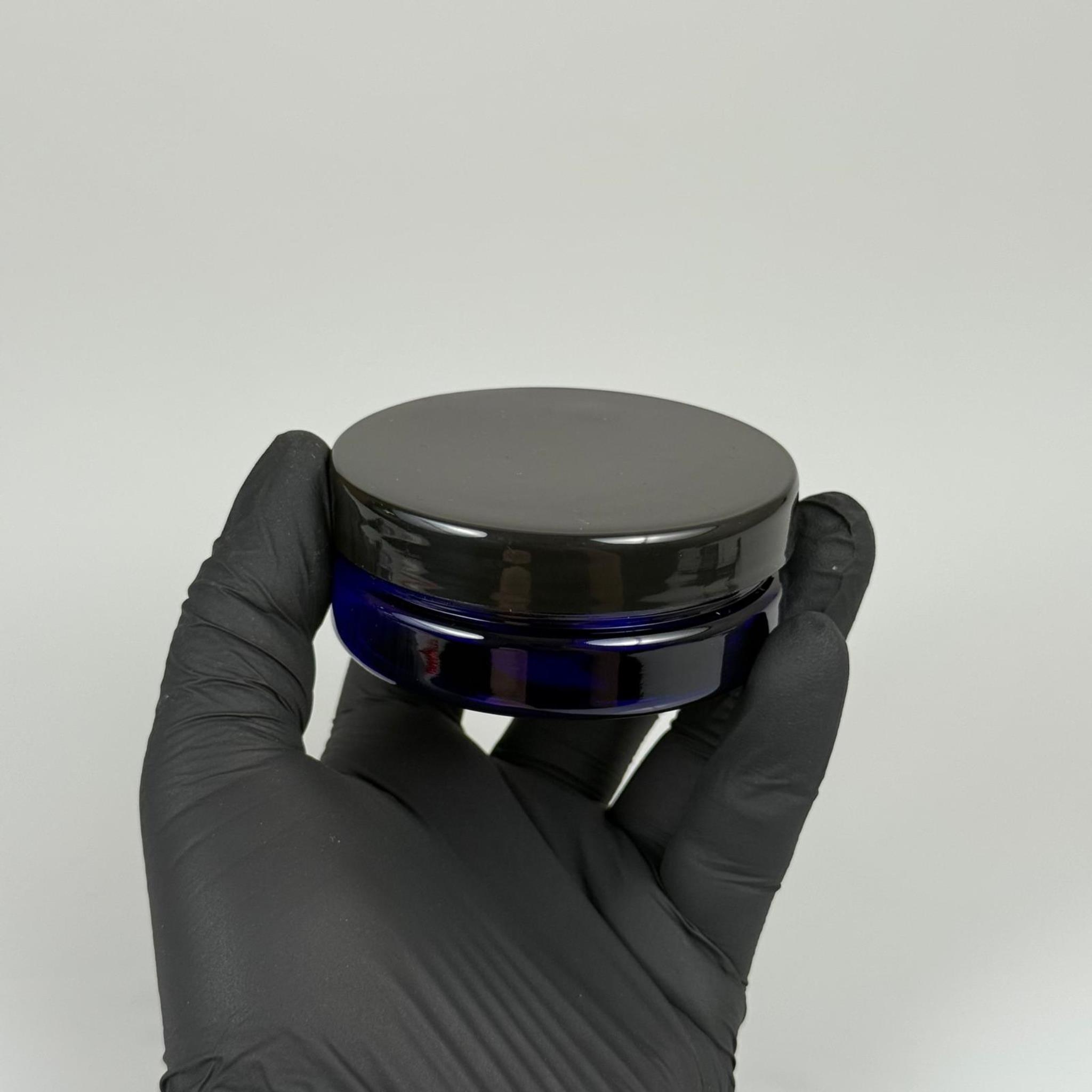 50 ML SERT PET KAVANOZ + SİYAH PLASTİK KAPAK + İÇ TIPA - 50 CC KALIN MAVİ PLASTİK KAVANOZ SİYAH PLASTİK KAPAKLI İÇ TIPALI TAKIM - KREM KAVANOZLARI