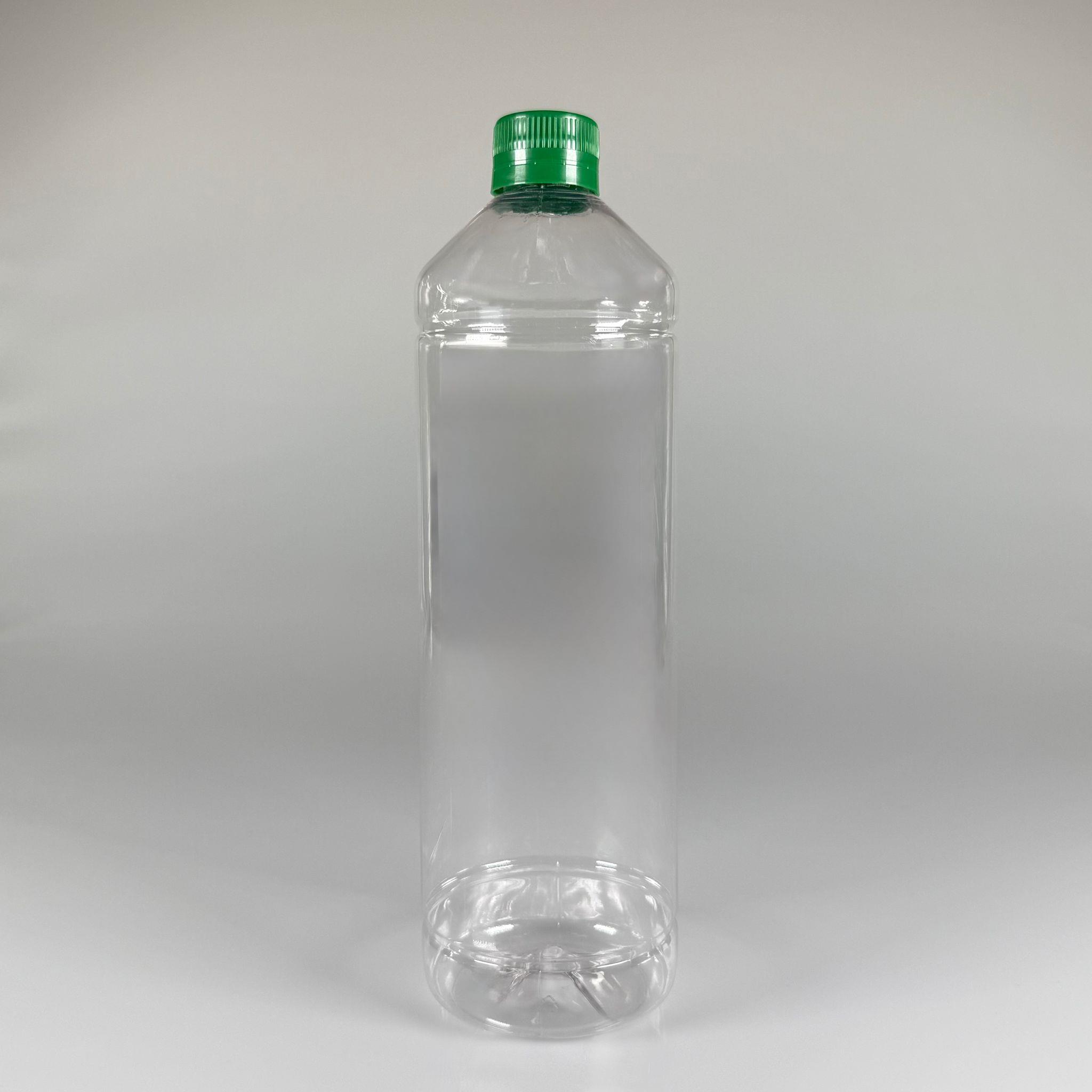 1000 CC DÜZ MODEL PET ŞİŞE (28 AĞIZ) - 1 LİTRE PET ŞİŞE YEŞİL CONTALI KİLİTLİ KAPAKLI