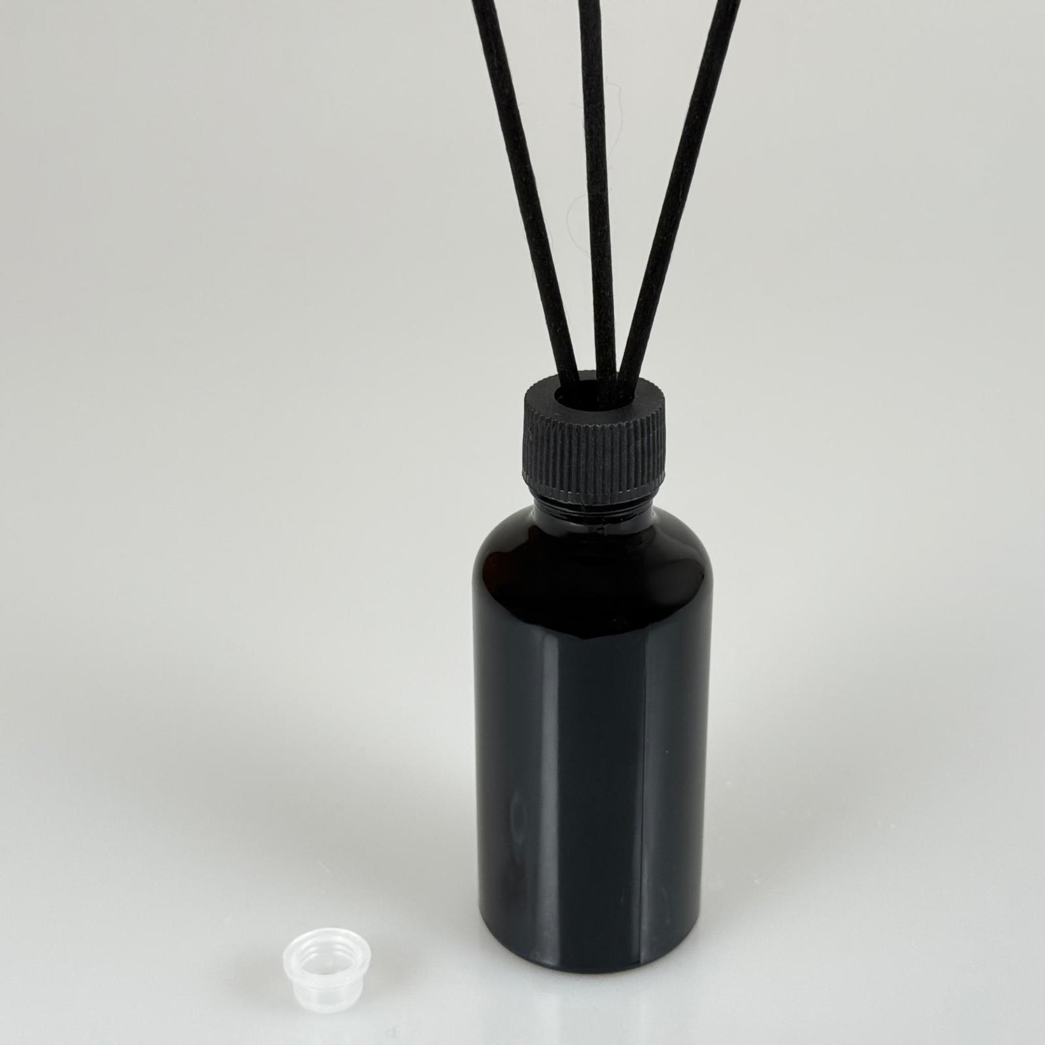 50 CC SİYAH CAM BAMBU ODA KOKUSU ŞİŞESİ - 50 ML ÇUBUKLU BAMBU ODA KOKUSU ŞİŞESİ - DİFÜZÖR ŞİŞE- CAM ŞİŞE + SİYAH PLASTİK KAPAK + PLASTİK TIPA + 3 ADET FİBER SİYAH BAMBU ÇUBUK