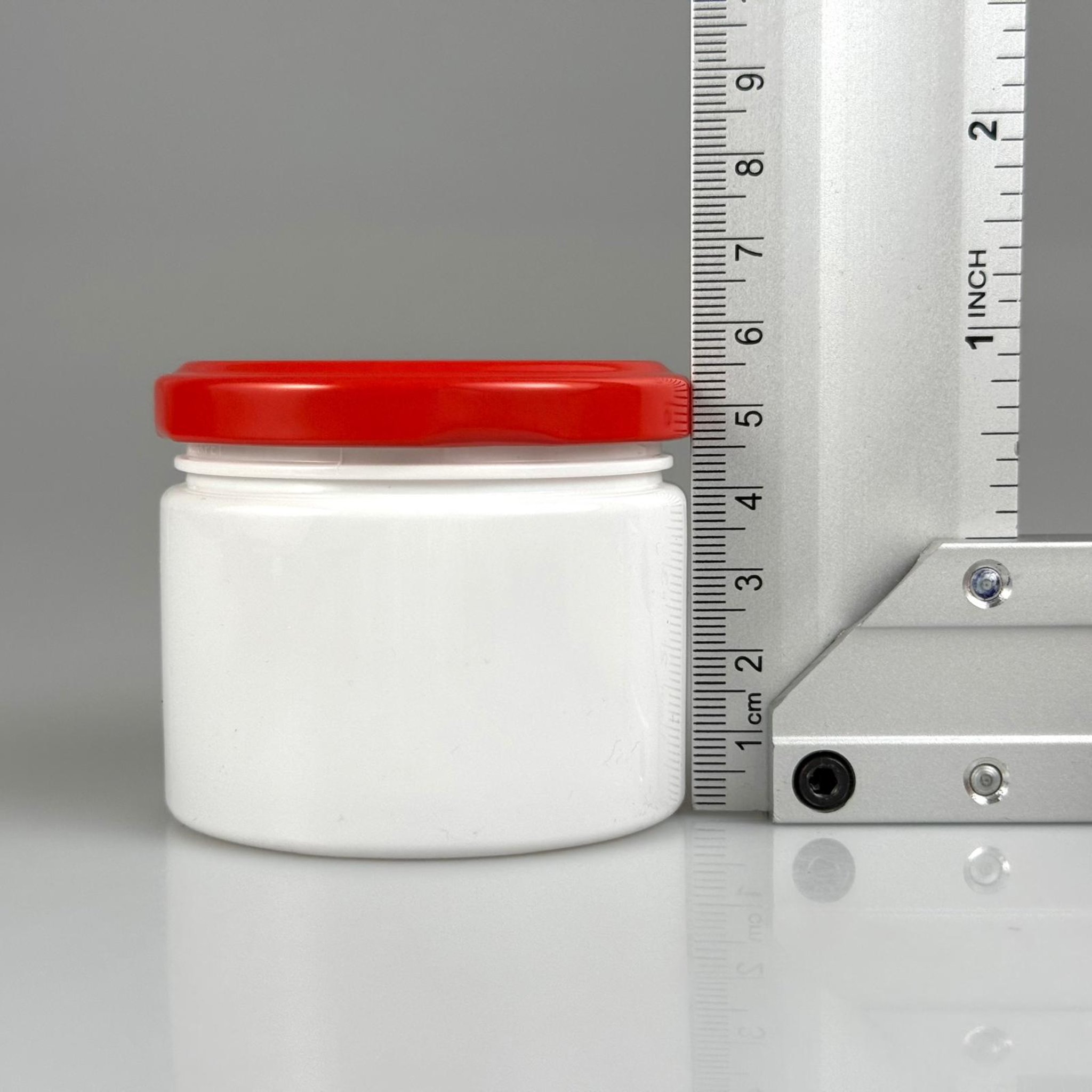 100 CC BEYAZ PET KAVANOZ + DÜĞMELİ KIRMIZI METAL KAPAKLI TAKIM - 100 ML PLASTİK KAVANOZ