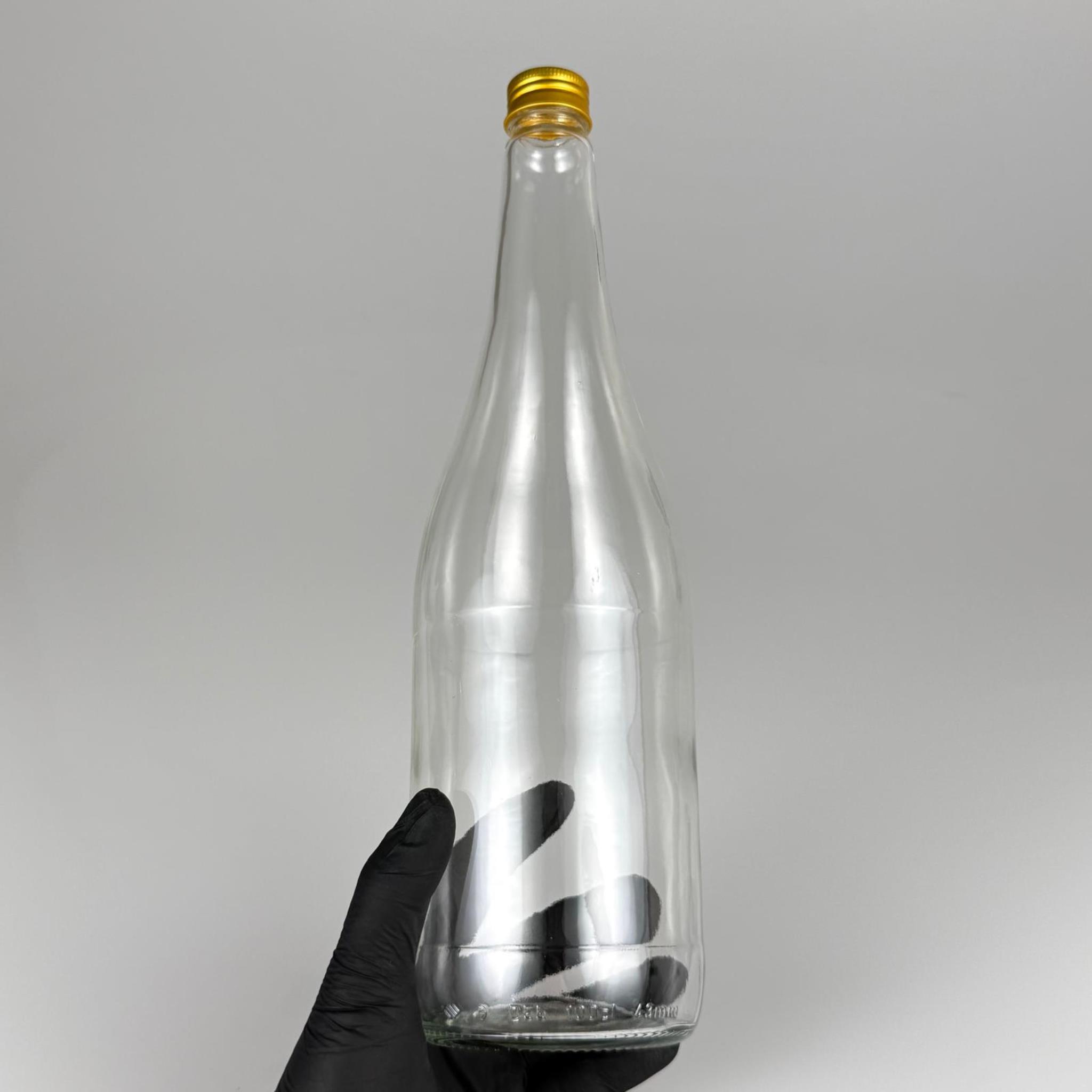 1000 ML LÜKS CAM SU ŞİŞESİ - 1000 CC BOŞ CAM SU ŞİŞELERİ - GOLD ALÜMİNYUM METAL KAPAKLI (ELLE AÇILIP KAPANABİLİR) - RESTORAN, CAFE, OTEL VS İÇİN PREMİUM CAM ŞİŞE