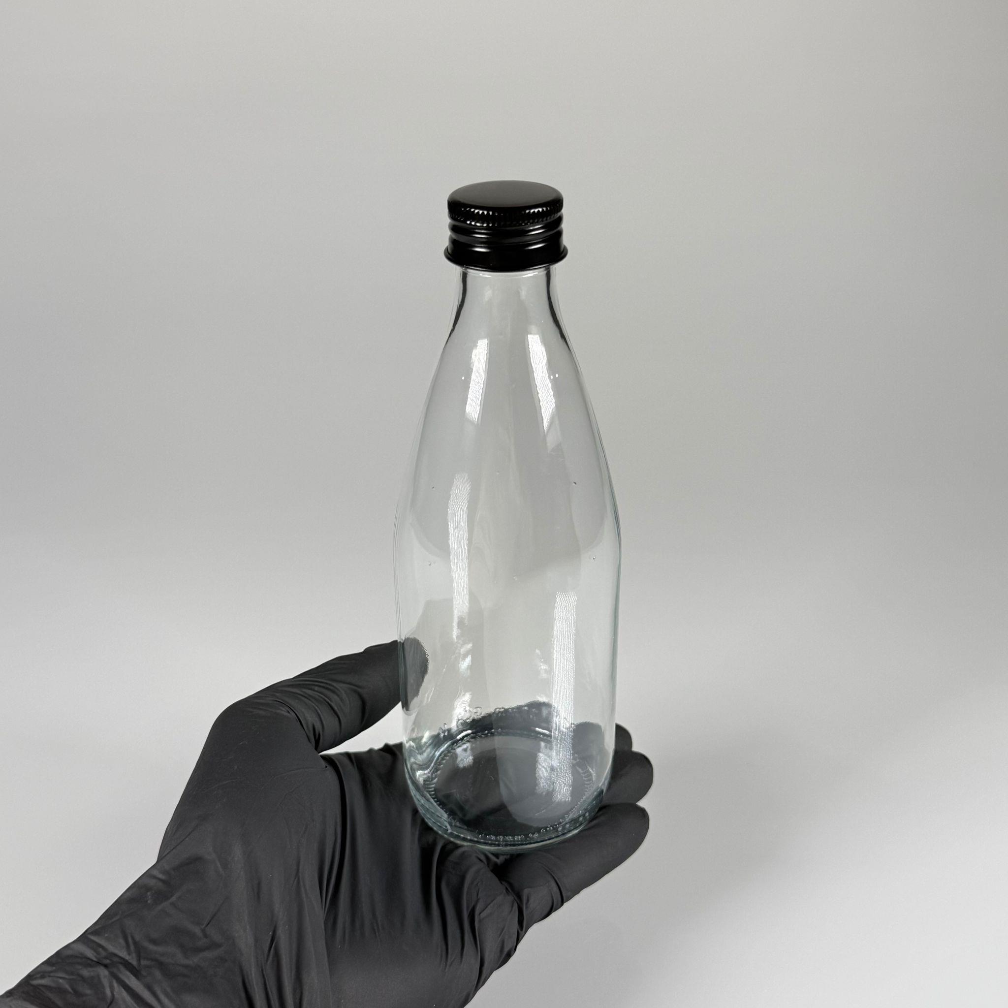 330 ML LÜKS CAM SU ŞİŞESİ - 330 CC BOŞ CAM SU ŞİŞELERİ - SİYAH ALÜMİNYUM METAL KAPAKLI (ELLE AÇILIP KAPANABİLİR) - RESTORAN, CAFE, OTEL VS İÇİN PREMİUM CAM ŞİŞE