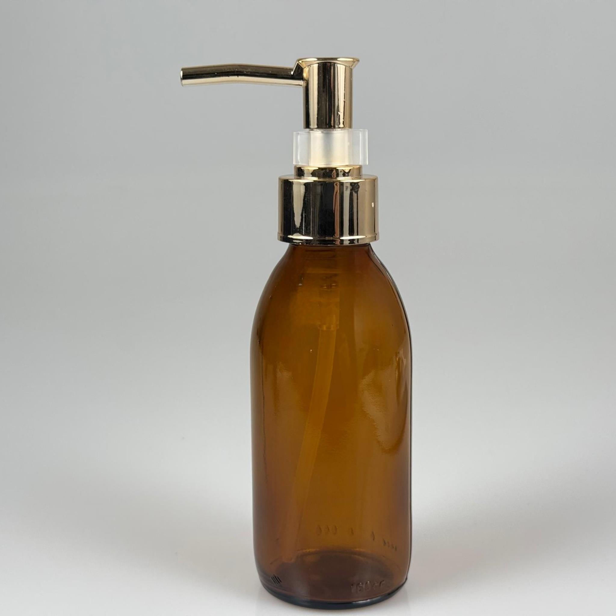 160 CC AMBER CAM ŞİŞE  - full kaplama LÜX GOLD SIVI SABUN POMPALI TAKIM - 160 ML CAM SIVI LOSYON, YAĞ ŞİŞELERİ