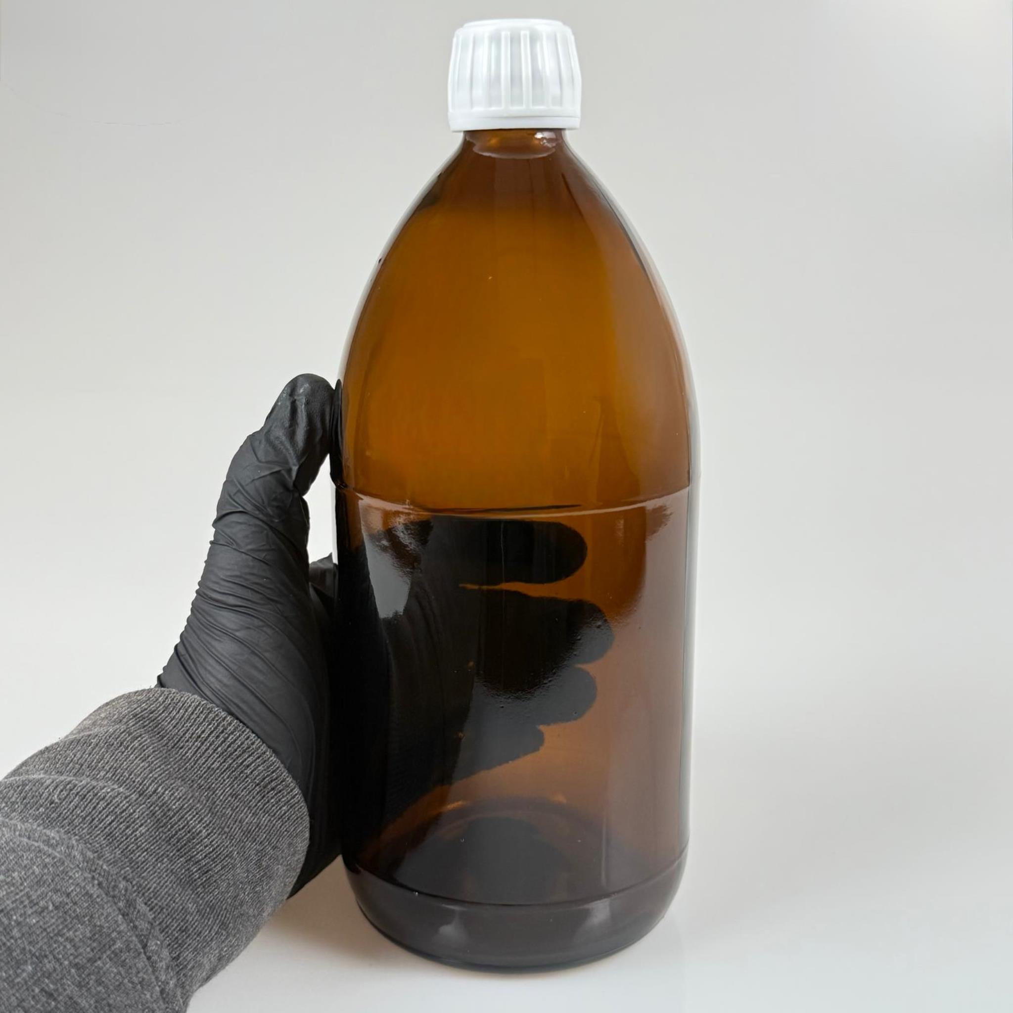 1000 CC AMBER TOMBUL ÖZEL SERİ CAM ŞİŞE - BEYAZ KİLİTLİ KAPAKLI - 1000 ML CAM ECZA ŞİŞESİ - KAHVERENGİ