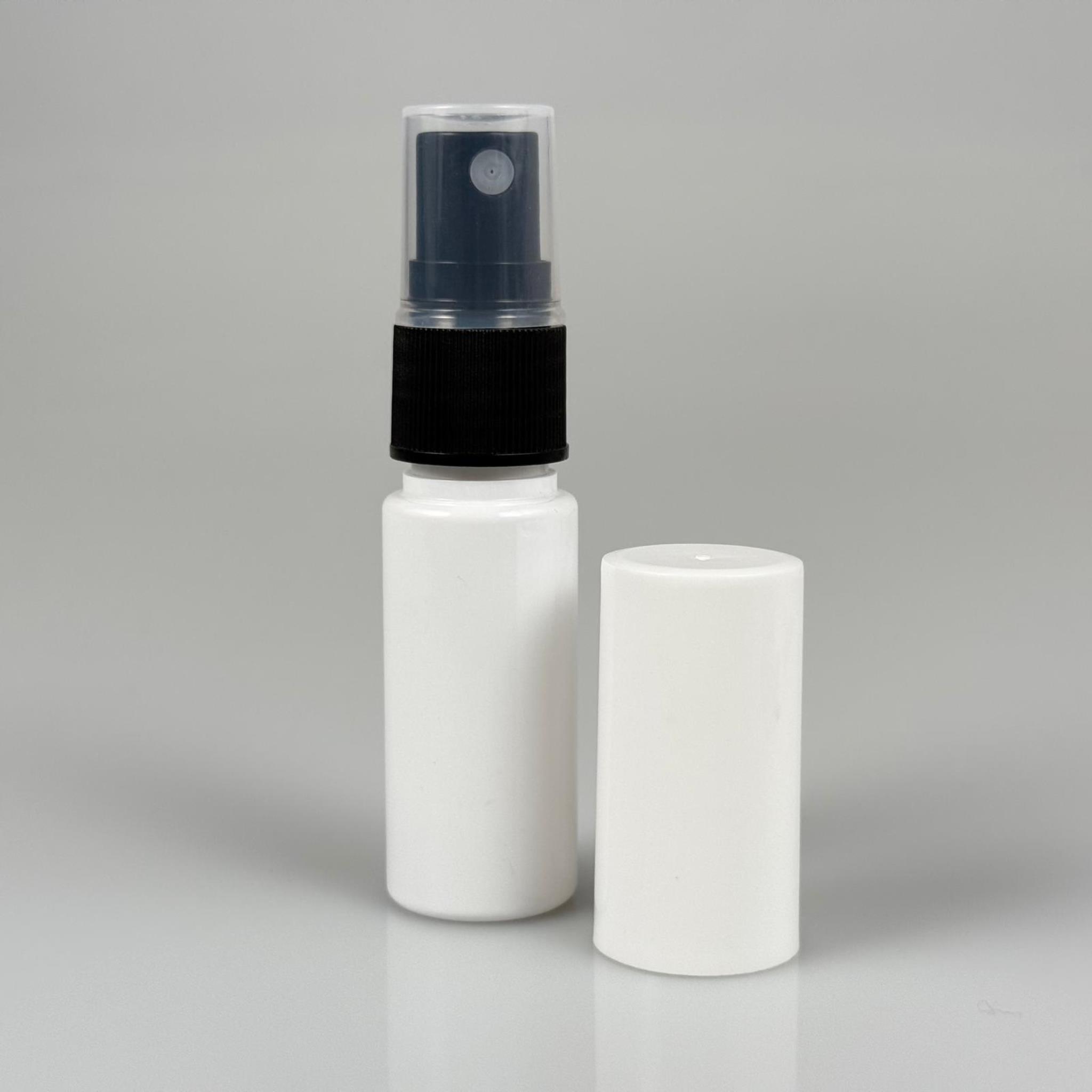 15 CC BEYAZ PARFÜM ŞİŞESİ PLASTİK - SİYAH SPREY + BEYAZ KAPAK - 15 ML PARFÜM ŞİŞESİ PET