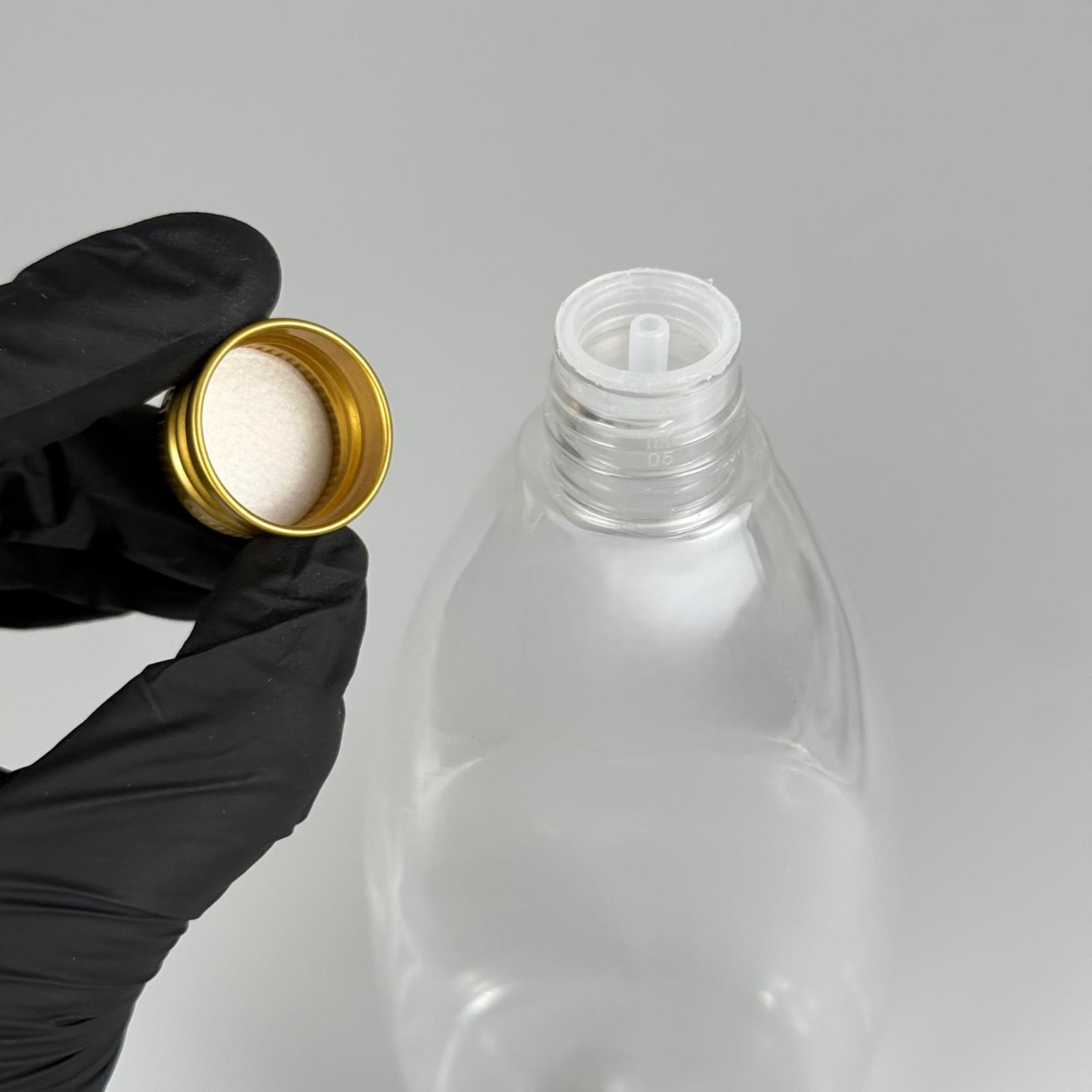 400 CC YASSI PET SIVI SABUN ŞİŞESİ (AĞIZ ÇAPI 24 MM) + KÖPÜK CONTALI GOLD METAL ALÜMİNYUM KAPAKLI +KOLONYA TIPALI TAKIM - 400 ML KAPAKLI PLASTİK ŞİŞELER