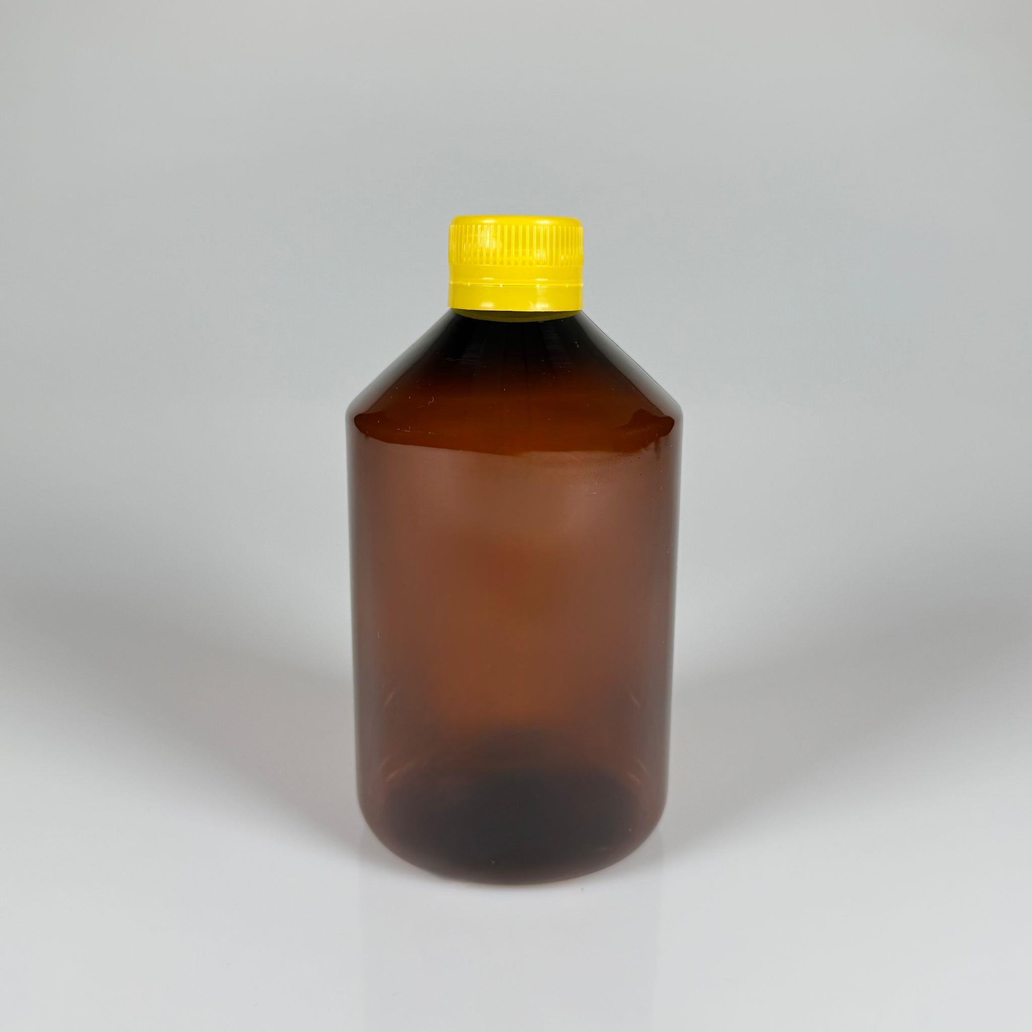 500 CC AMBER SERT PLASTİK ŞİŞE - SARI KİLİTLİ KAPAKLI  - 500 ML KAHVERENGİ PET ŞİŞE