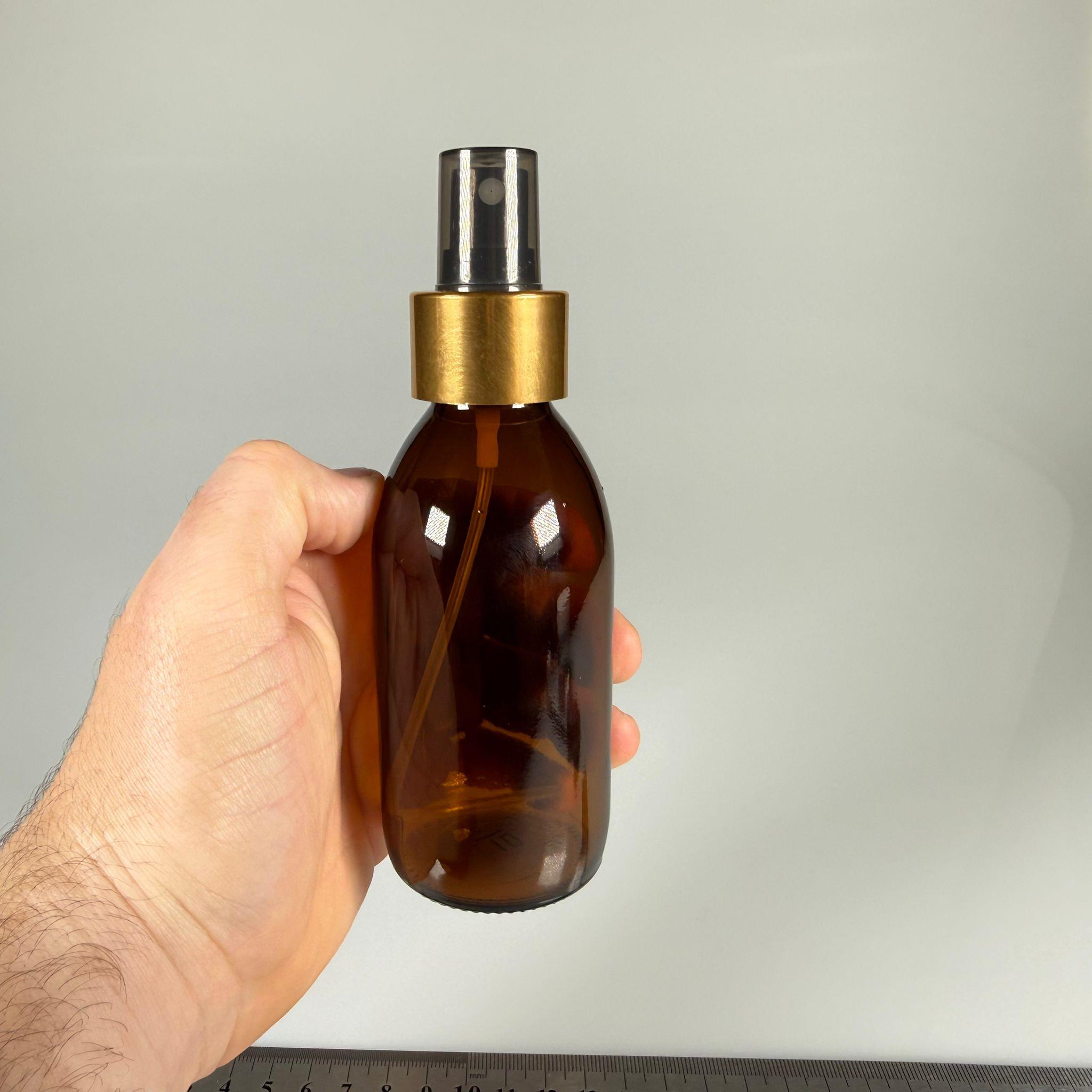 150 CC AMBER GOLD SPREY BAŞLIKLI CAM ŞİŞE - 150 ML KAHVERENGİ FISFIS KAPAKLI ŞİŞE