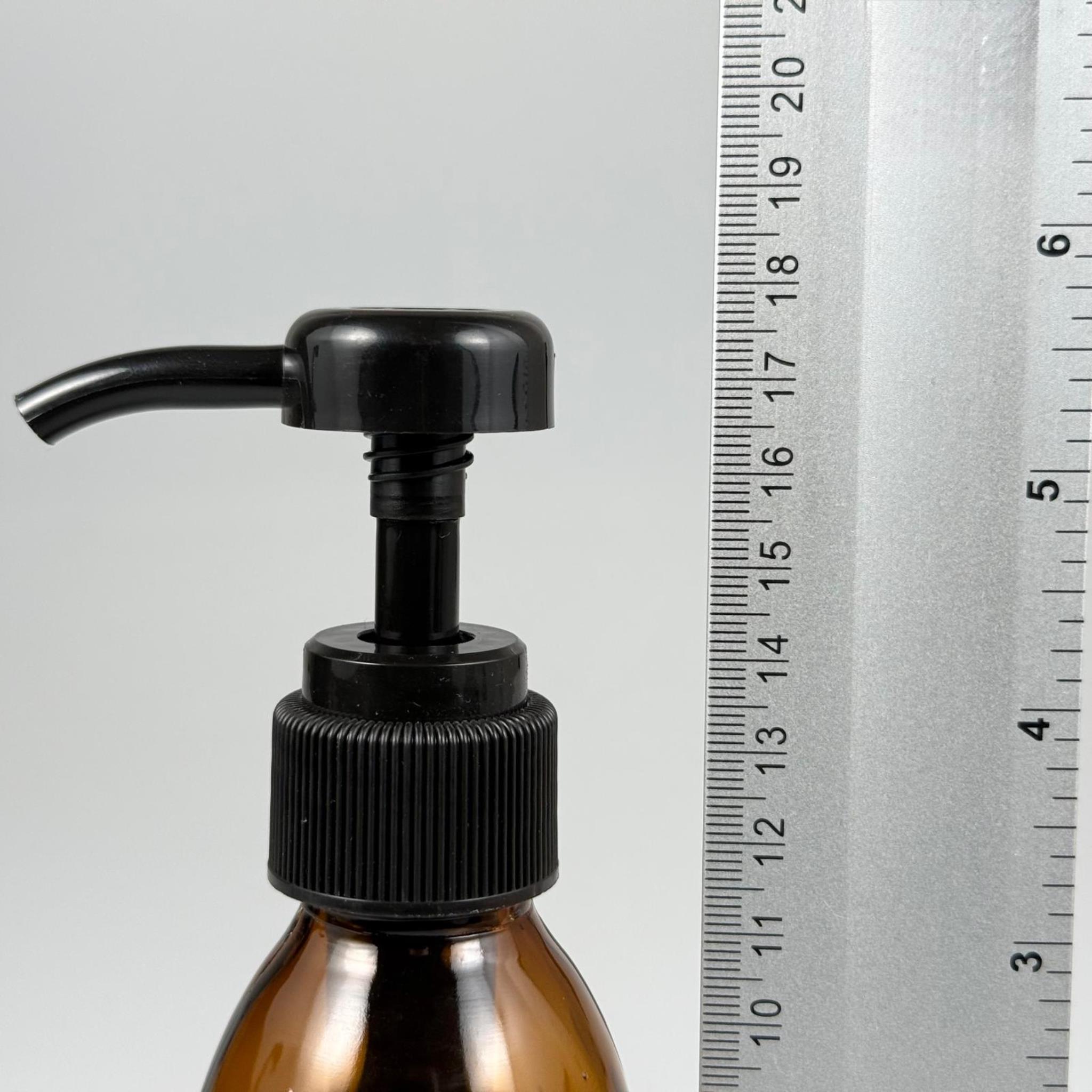 160 CC AMBER CAM ŞİŞE  - SİYAH ŞAMPUAN DOZAJ POMPALI TAKIM - 160 ML CAM SIVI LOSYON, YAĞ ŞİŞELERİ