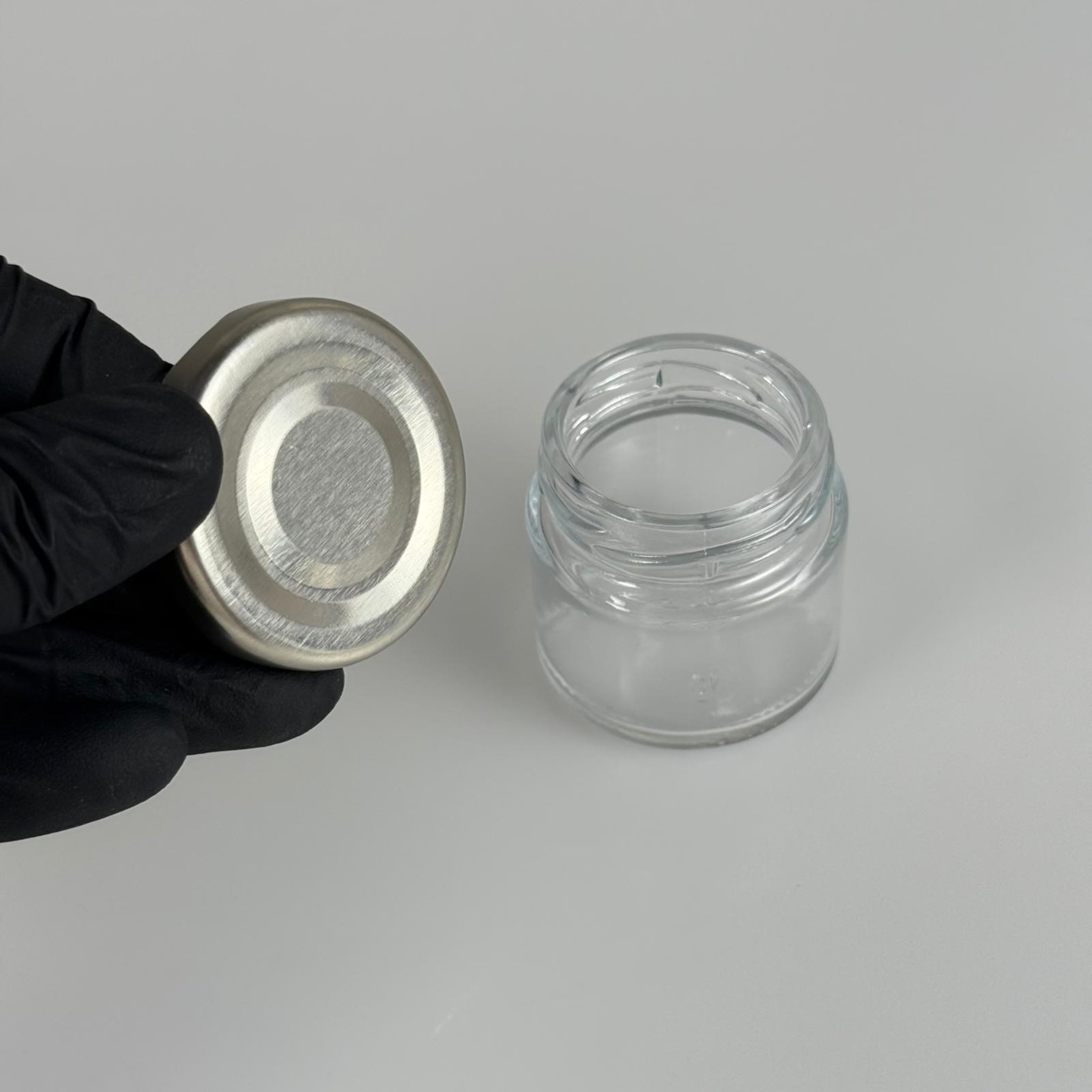41 CC KÜT BOYUNLU CAM KAVANOZ - GÜMÜŞ METAL KAPAKLI - 41 ML CAM KAVANOZ