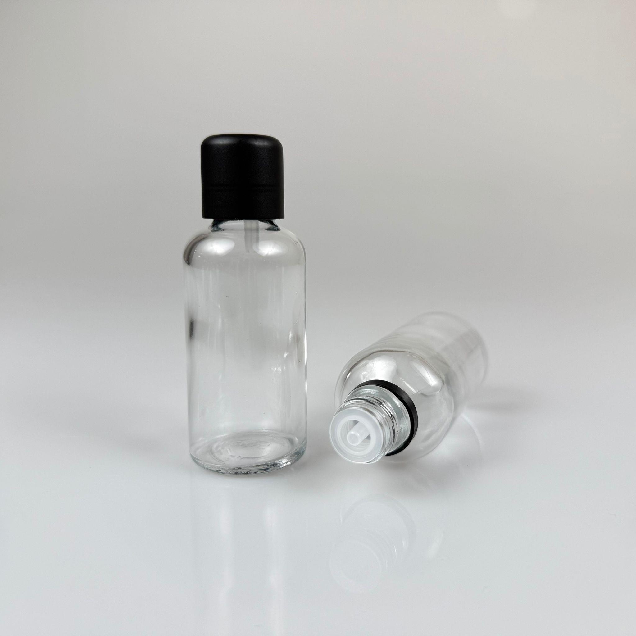 50 CC ŞEFFAF CAM ŞİŞE + İÇTEN DAMLALIKLI ÇOCUK KİLİTLİ SİYAH KAPAK - SAYDAM 50 ML KİLİT KAPAKLI DAMLATMALI ŞİŞE