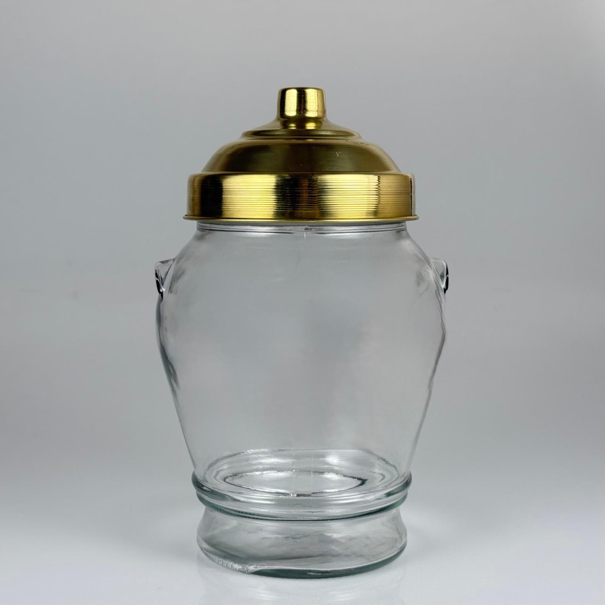 AKTAR, BAKKALİYE, TEŞHİR İÇİN NOSTALJİ PİRİNÇ KAPAKLI CAM KAVANOZ - 1500 ML KULPLU
