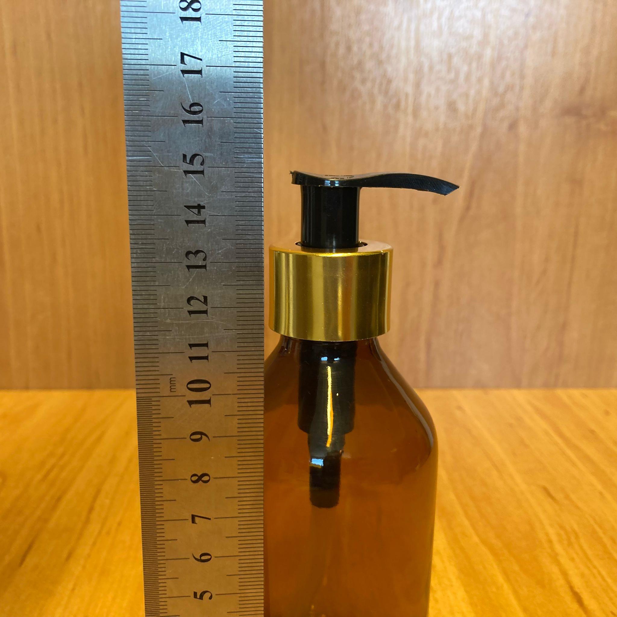 200 CC AMBER CAM ŞİŞE - GOLD POMPALI - 200 ML KAHVERENGİ POMPALI ŞİŞE