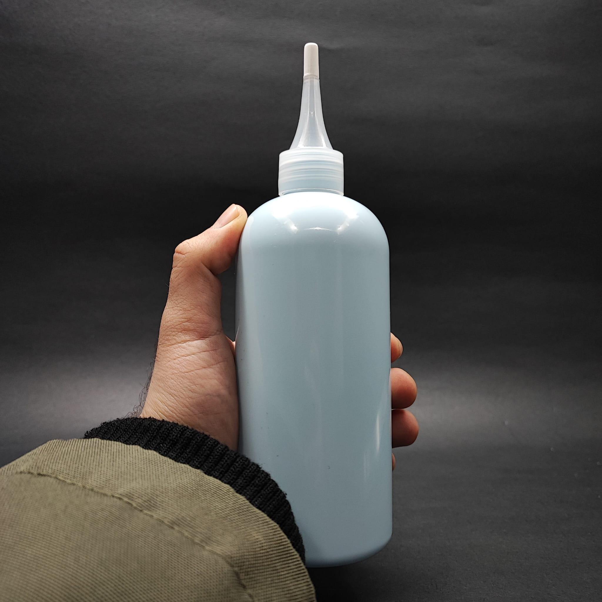 400 CC OVAL BOYUNLU SİLİNDİR PET ŞİŞE (30 GR) - AKITICI ŞEFFAF KAPAKLI - 400 ML PLASTİK ŞİŞE - BEBEK MAVİSİ