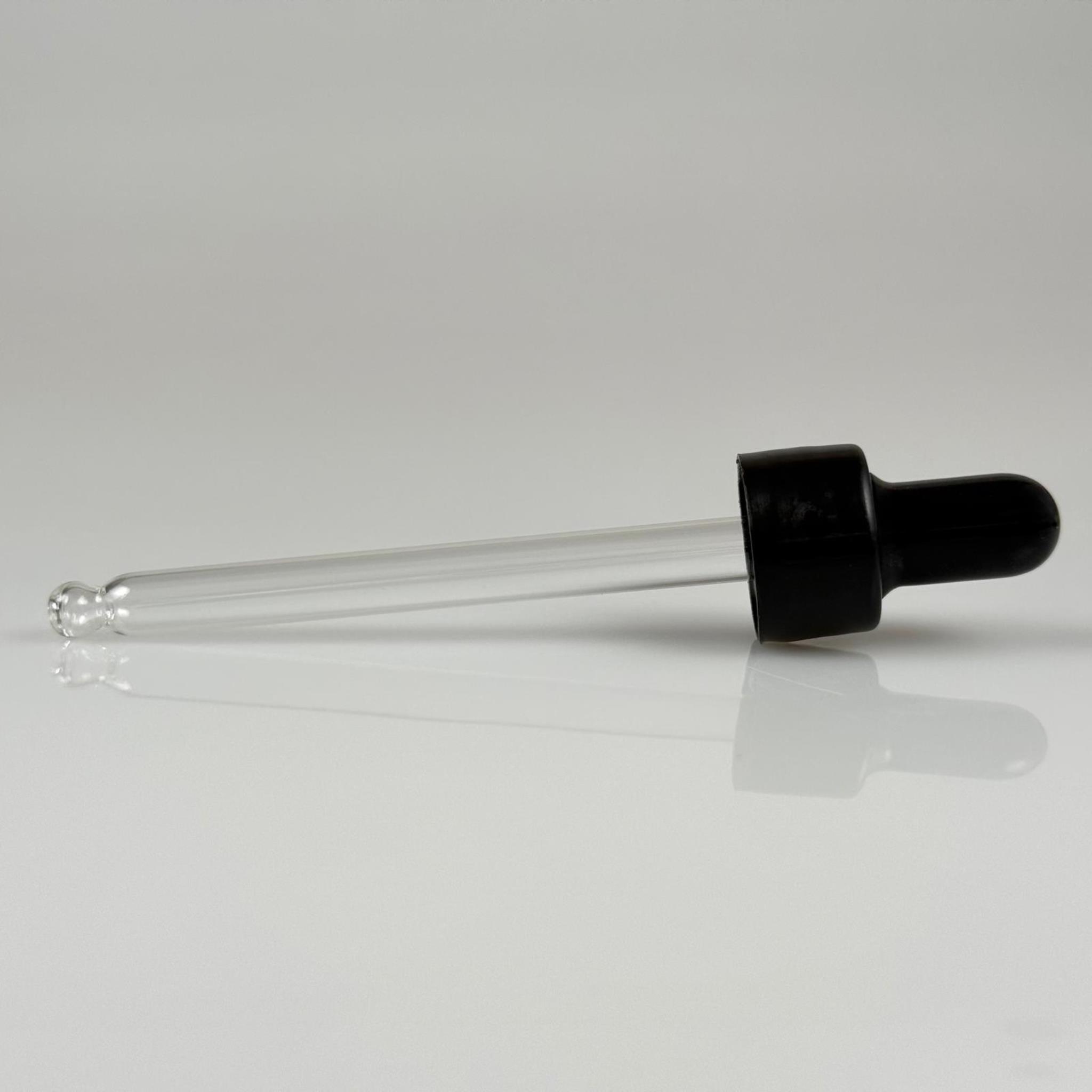 18 MM CAM DAMLALIKLI TAKIM - SİYAH EMZİK +  DELİKLİ PLASTİK DÜZ SİYAH KAPAK + 90 MM CAM PİPET
